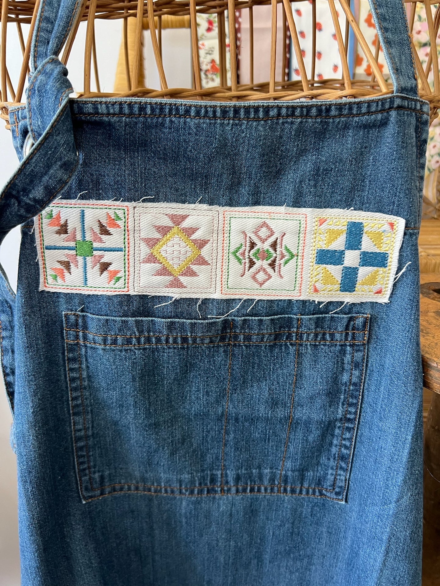 Quilt Block Apron | Dark Denim