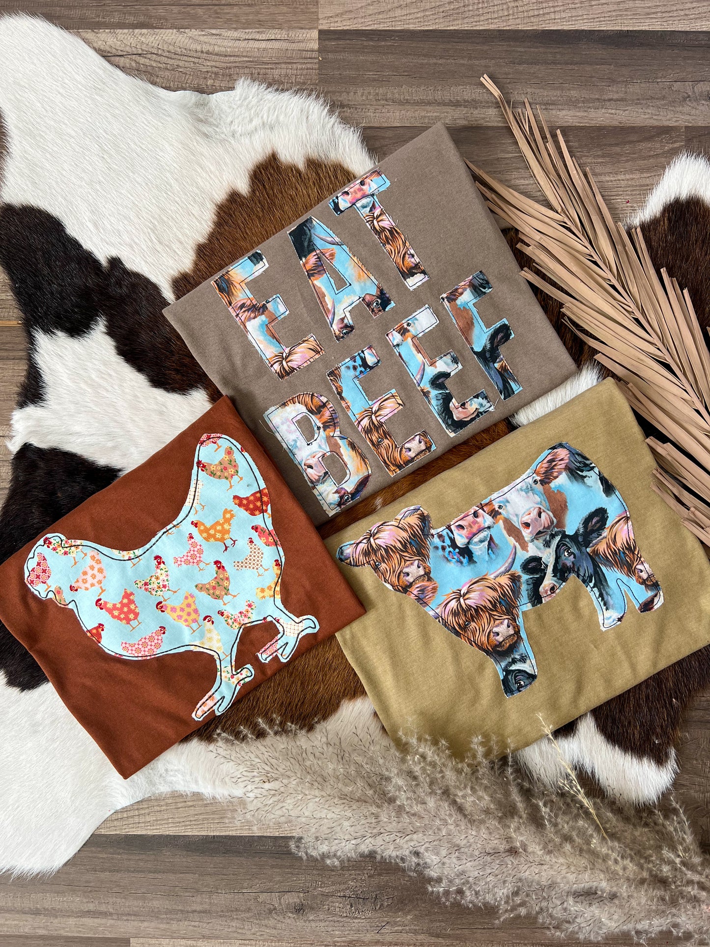 Cow Chasing| Handmade Applique Tee | MOCHA