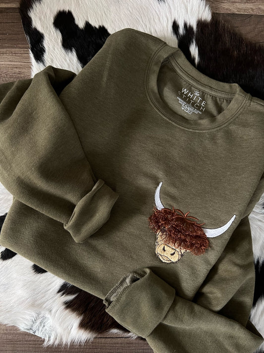 Fringy Highland Cow | Handmade Sweatshirt