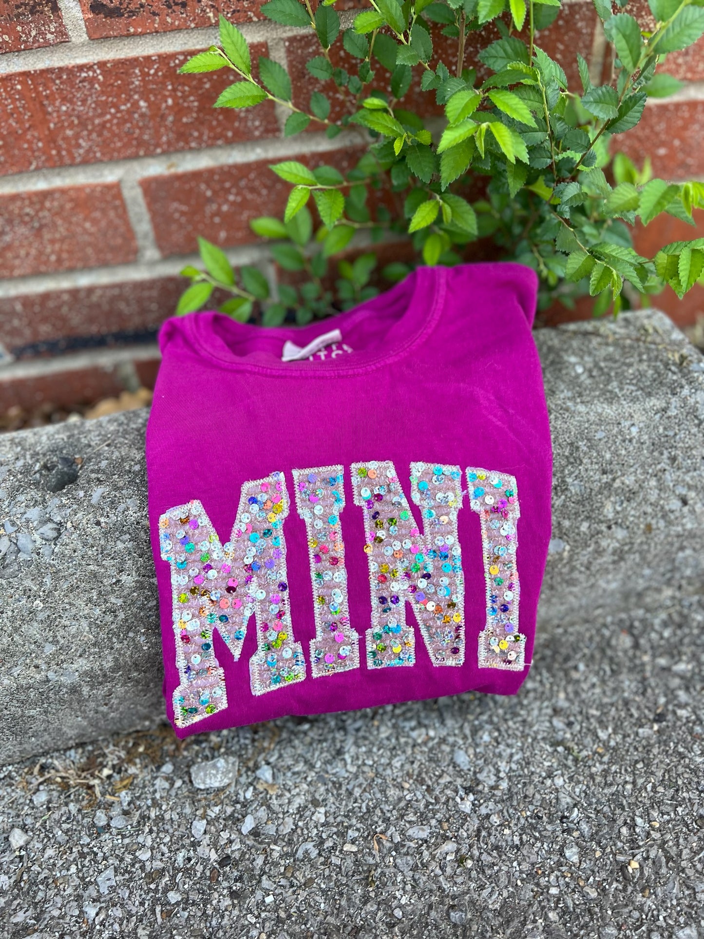 MAMA and MINI Statement Sequin | Handmade Tee | Berry