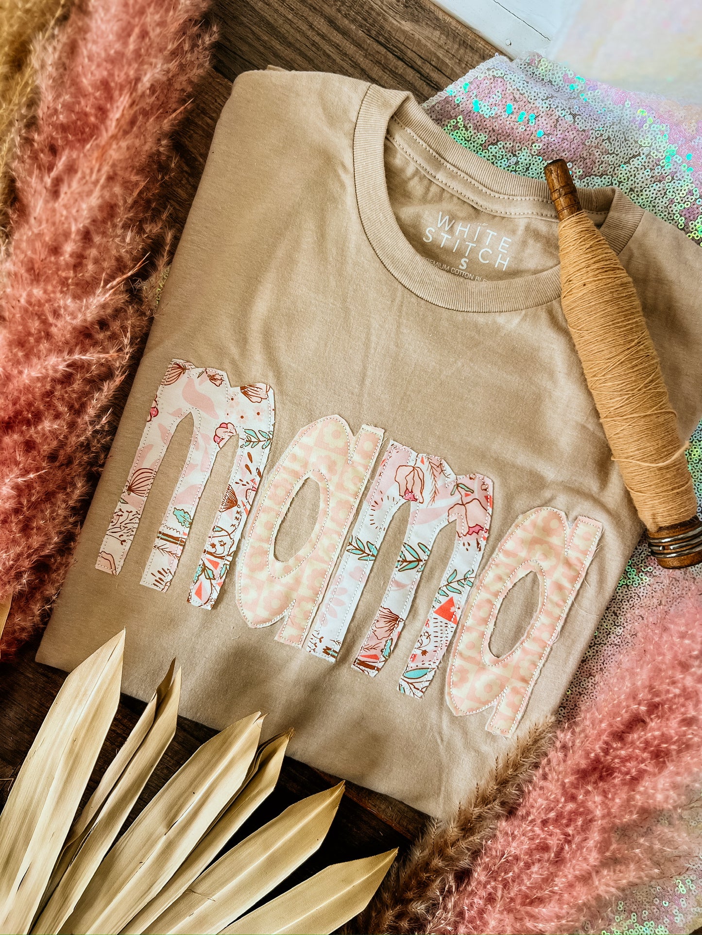 Floral Neutral Mama Handmade Tee