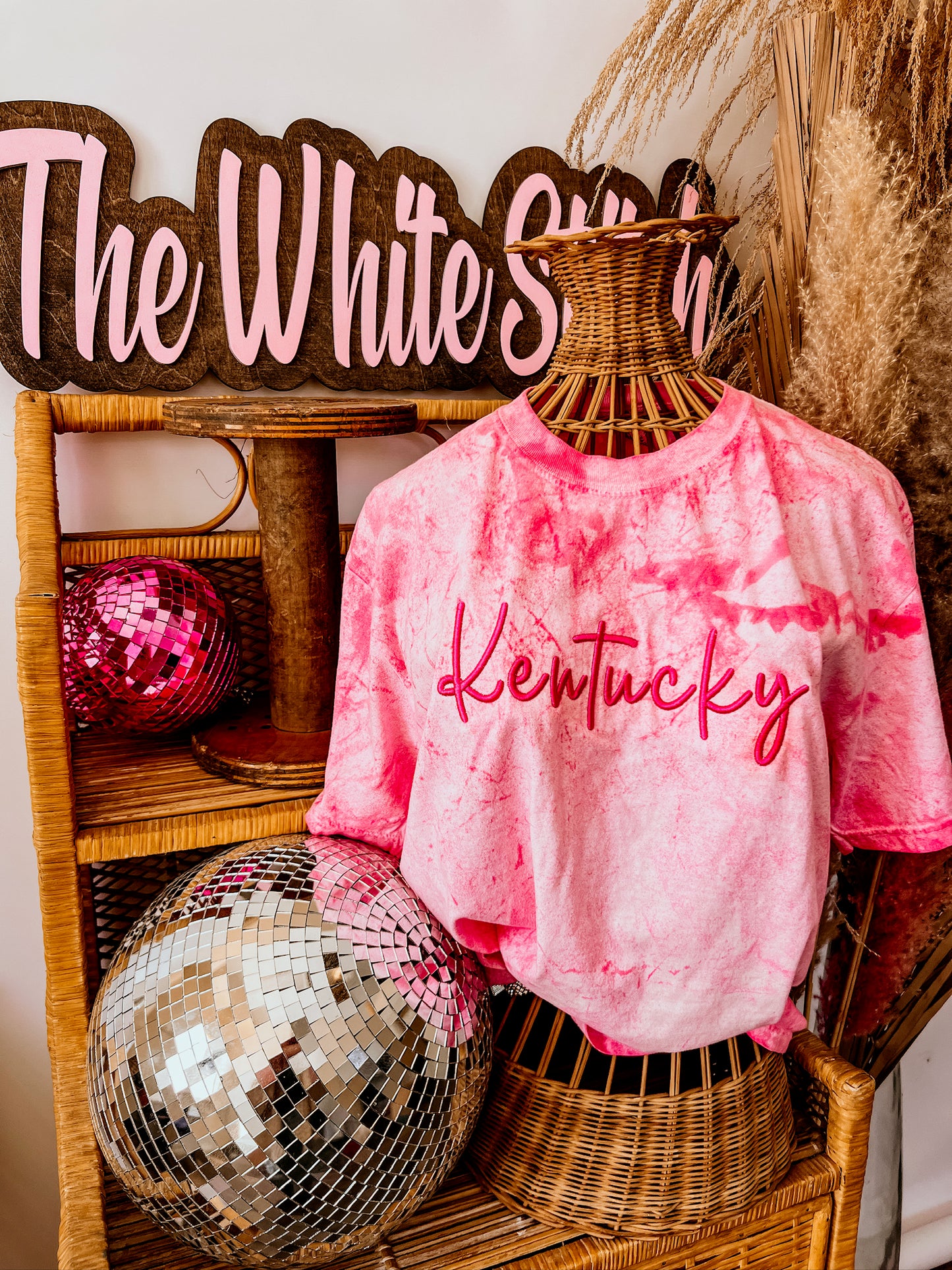 Tie Dye State Puff Embroidered Tee | Handmade