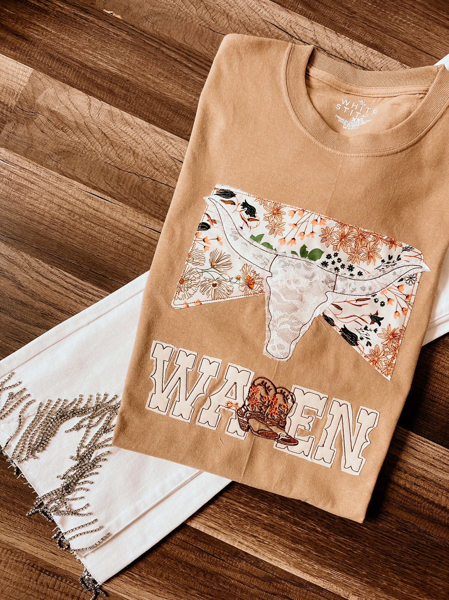 Skull Country Music Handmade Tee | Floral And Lace