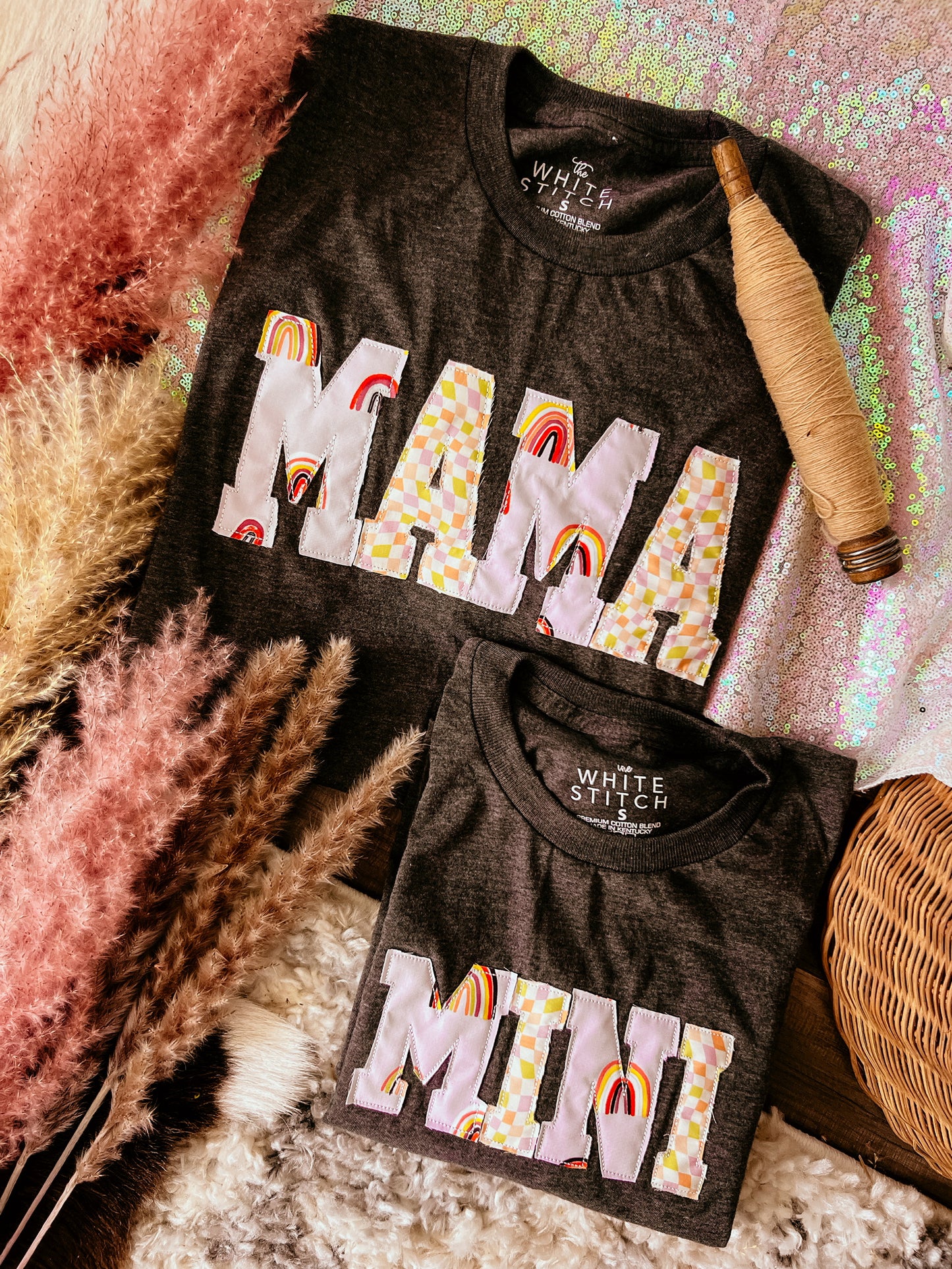 Rainbow Mama And Mini Handmade Tee