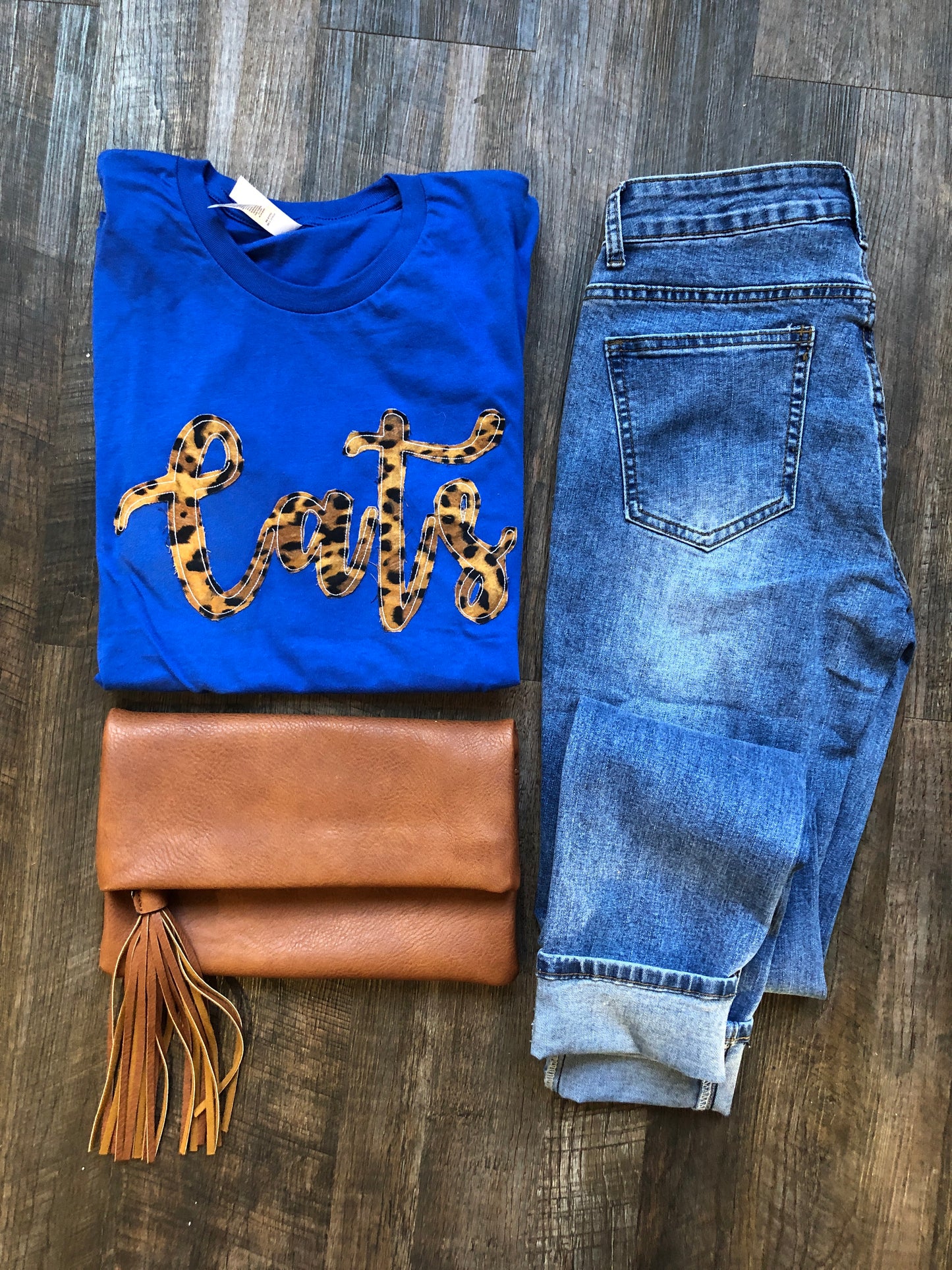 Cats Script Leopard Handmade Tee