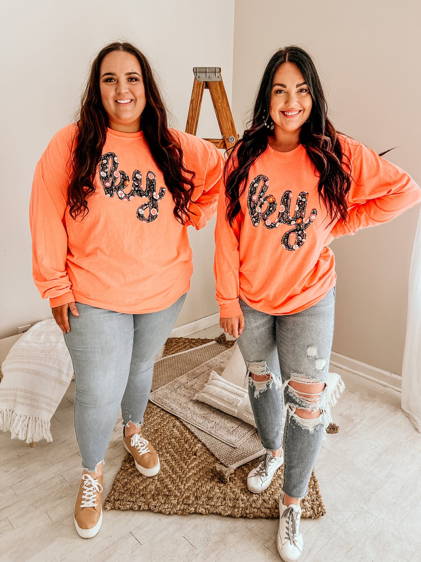 Coral Flower Print Handmade Long Sleeve Tee