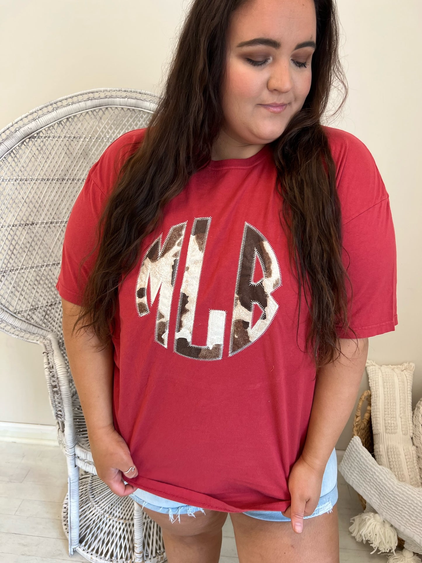 Cow Monogram | Comfort Color Tee | Rust Red