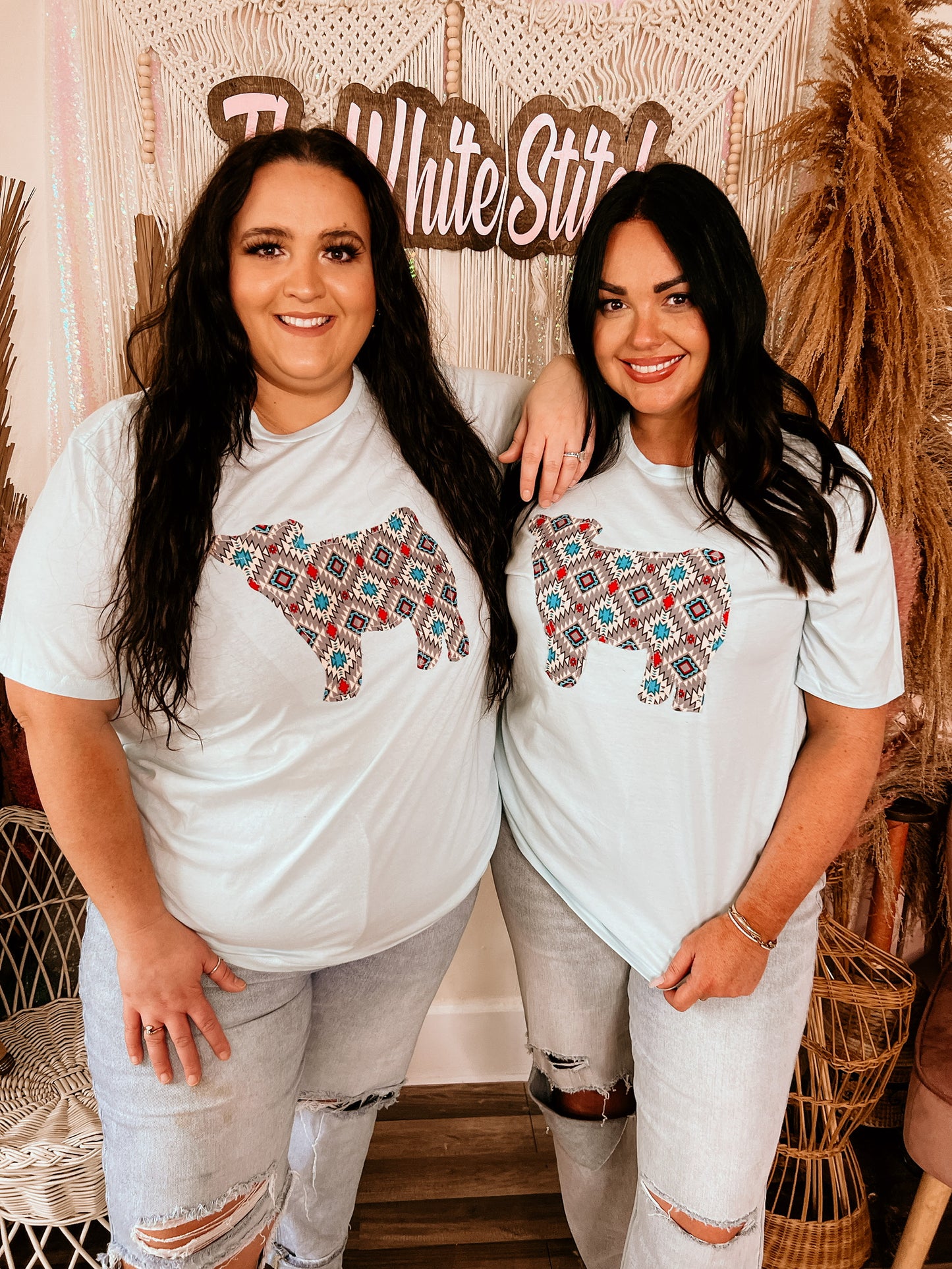 Aztec Cow Applique Tee