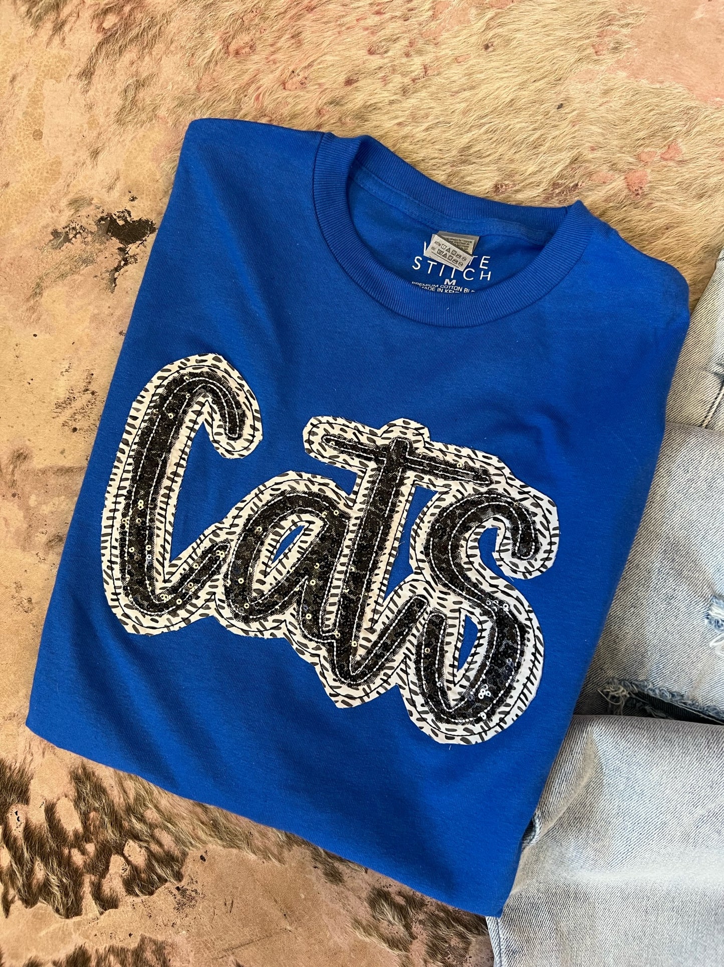 Tribal Sequins Cats | Handmade Tee