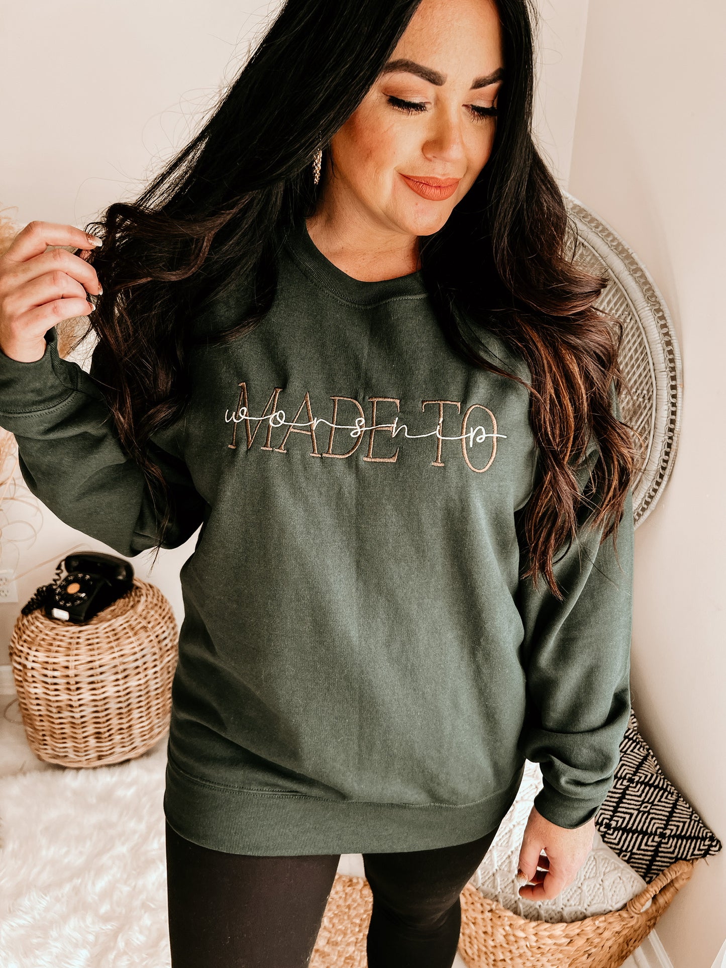 Made To Worship | Handmade Sweatshirt | Forest