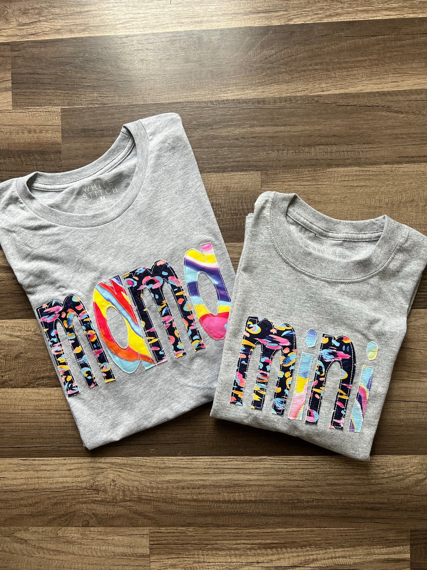 Mama and Mini Mixed Appliqué Tee | Grey