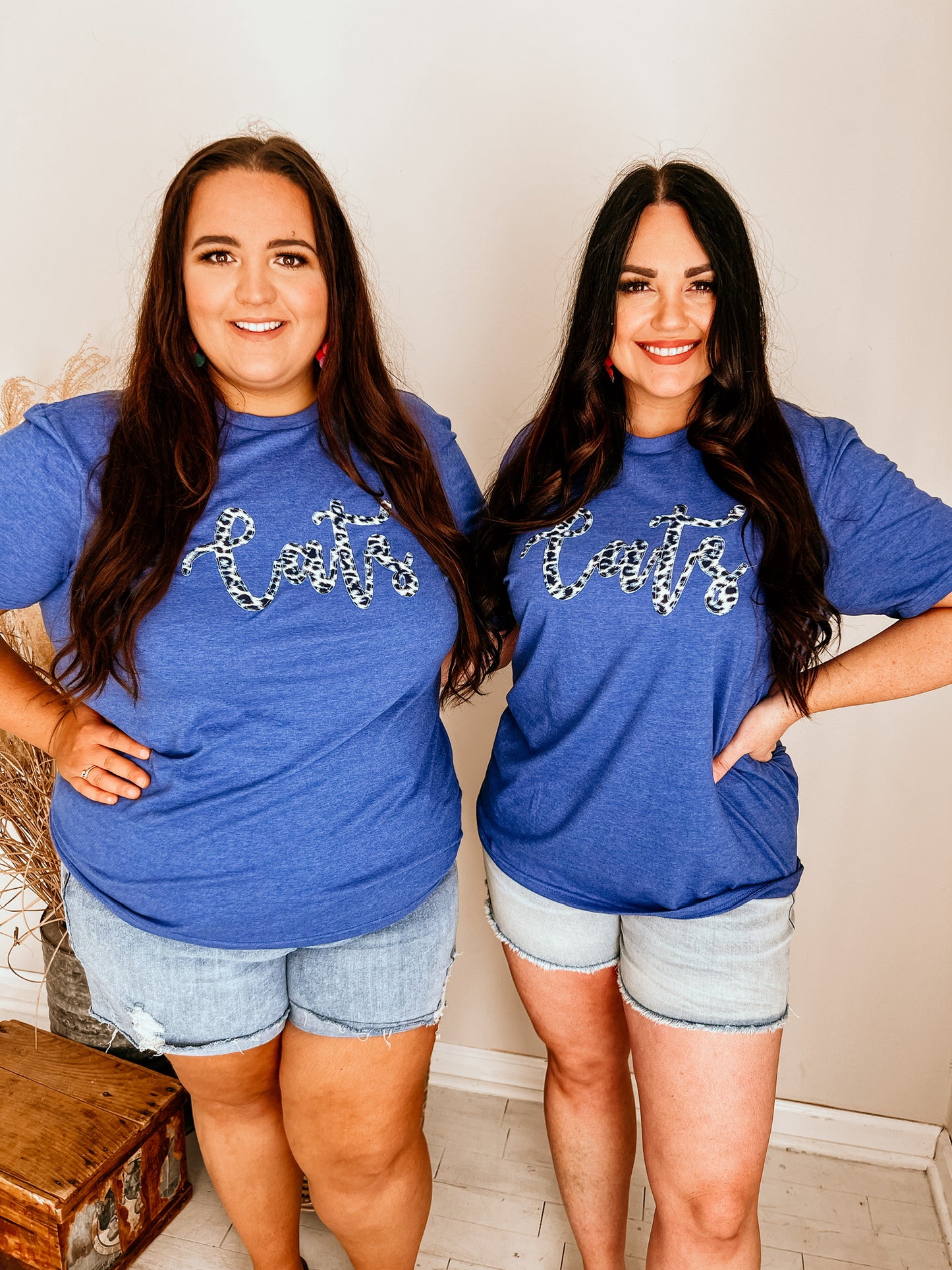 Cats Script Leopard Crew | Blue