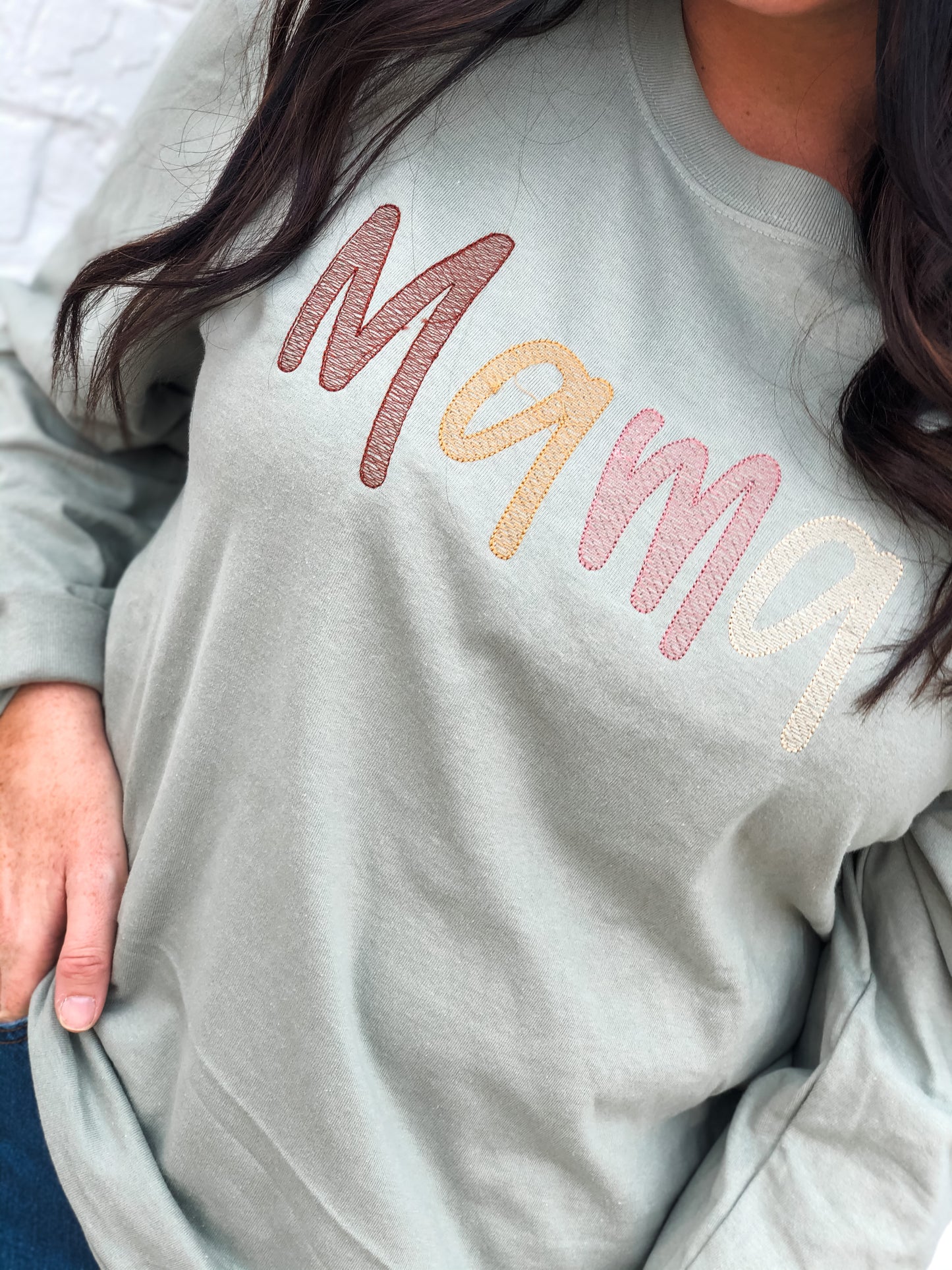 Mama Stonewash Long Sleeve Tee