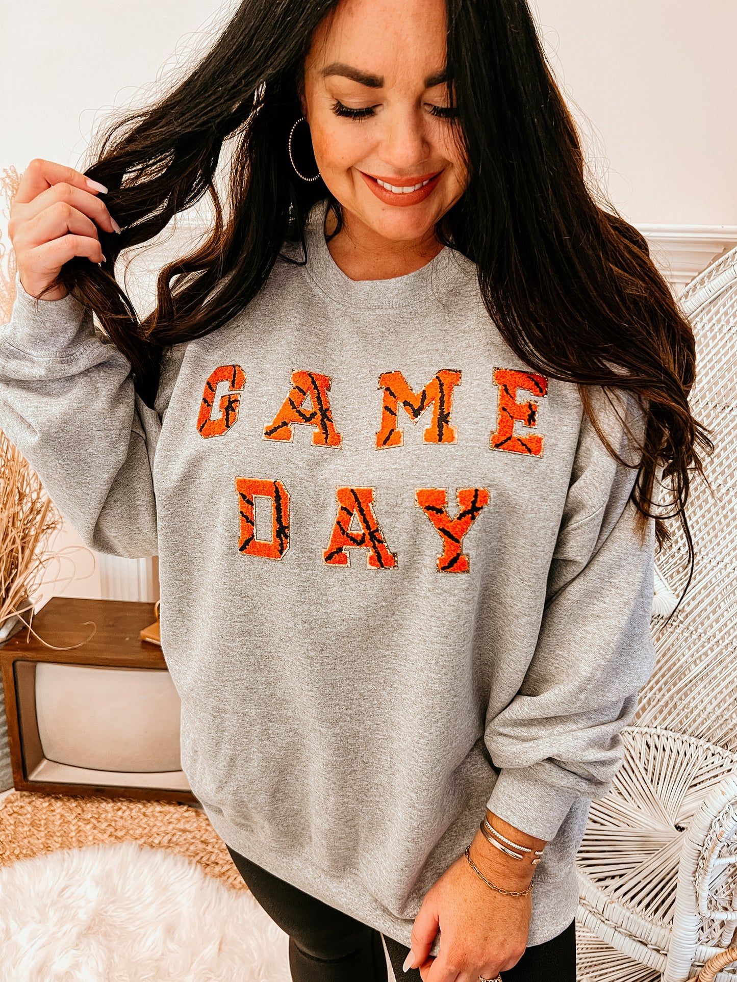 Game Day Basketball Chenille l Customizable Sweatshirt
