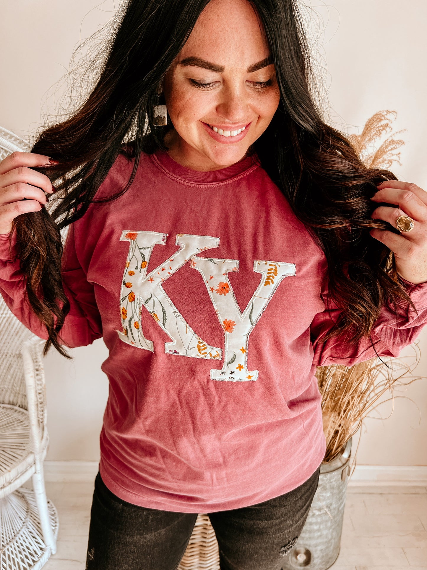 Dusty Rose Long Sleeve State Tee