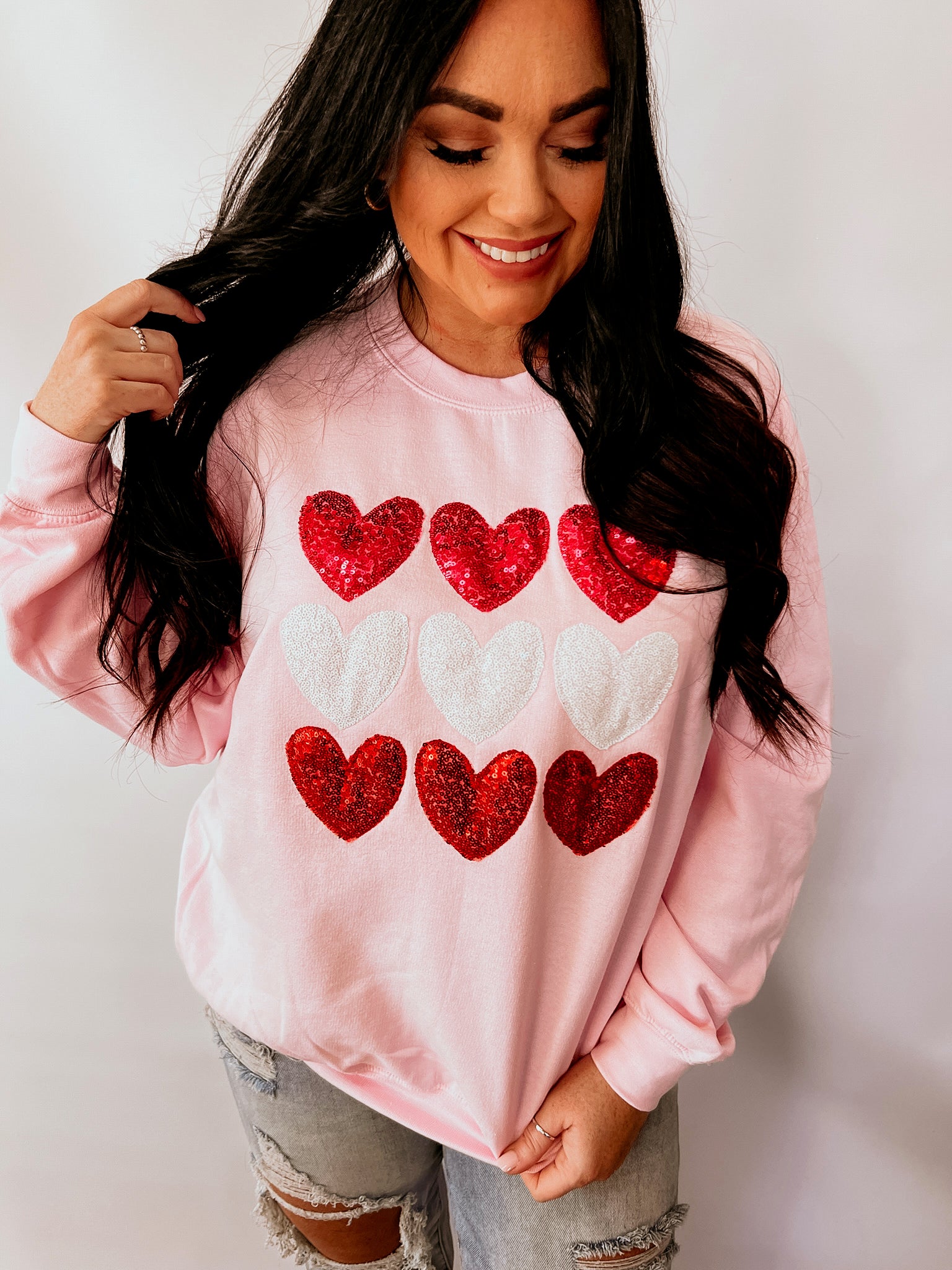 Stacked Sequins Hearts | Handmade