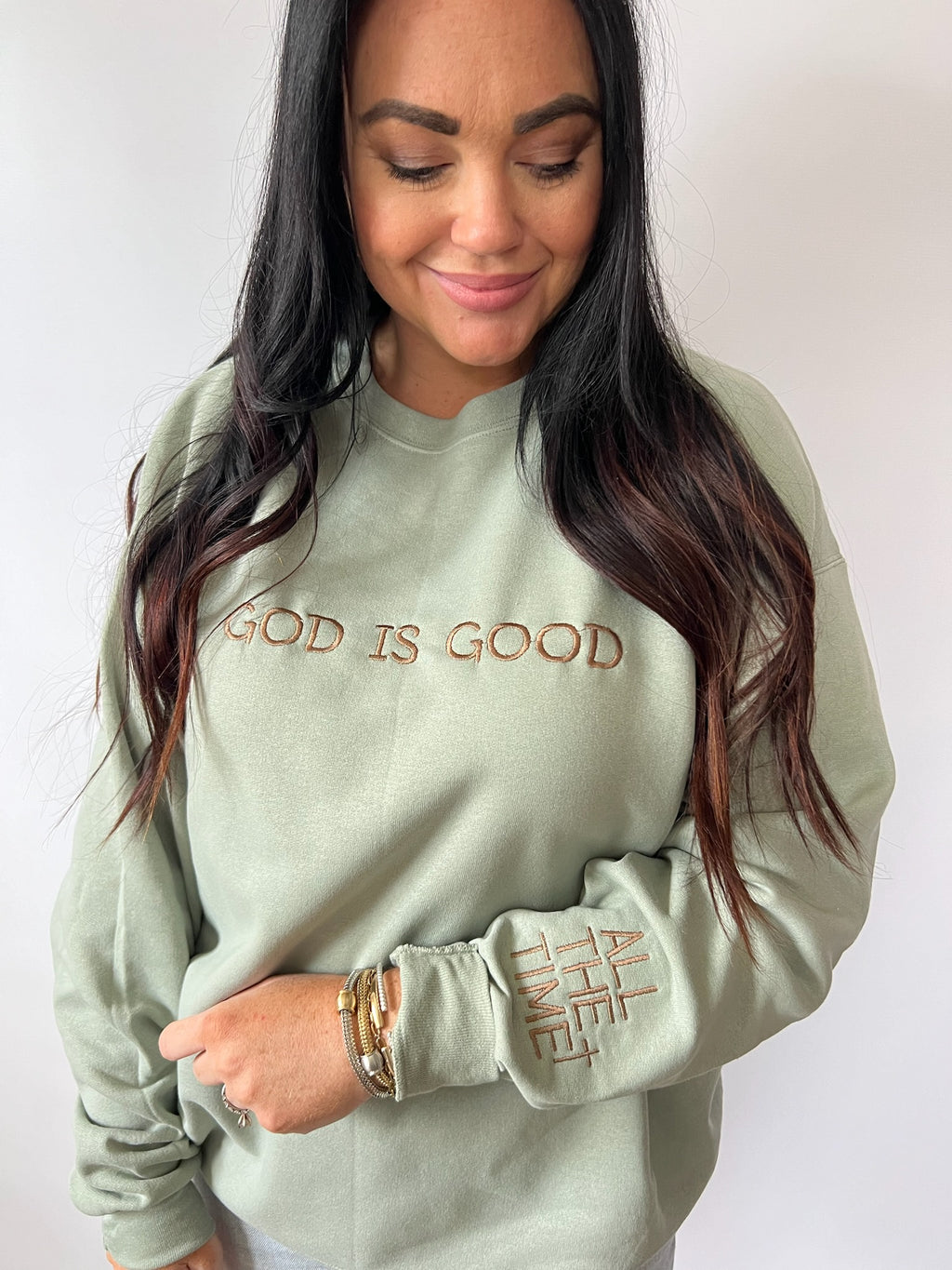 God Is Good All The Time | Sweatshirt |Light Sage