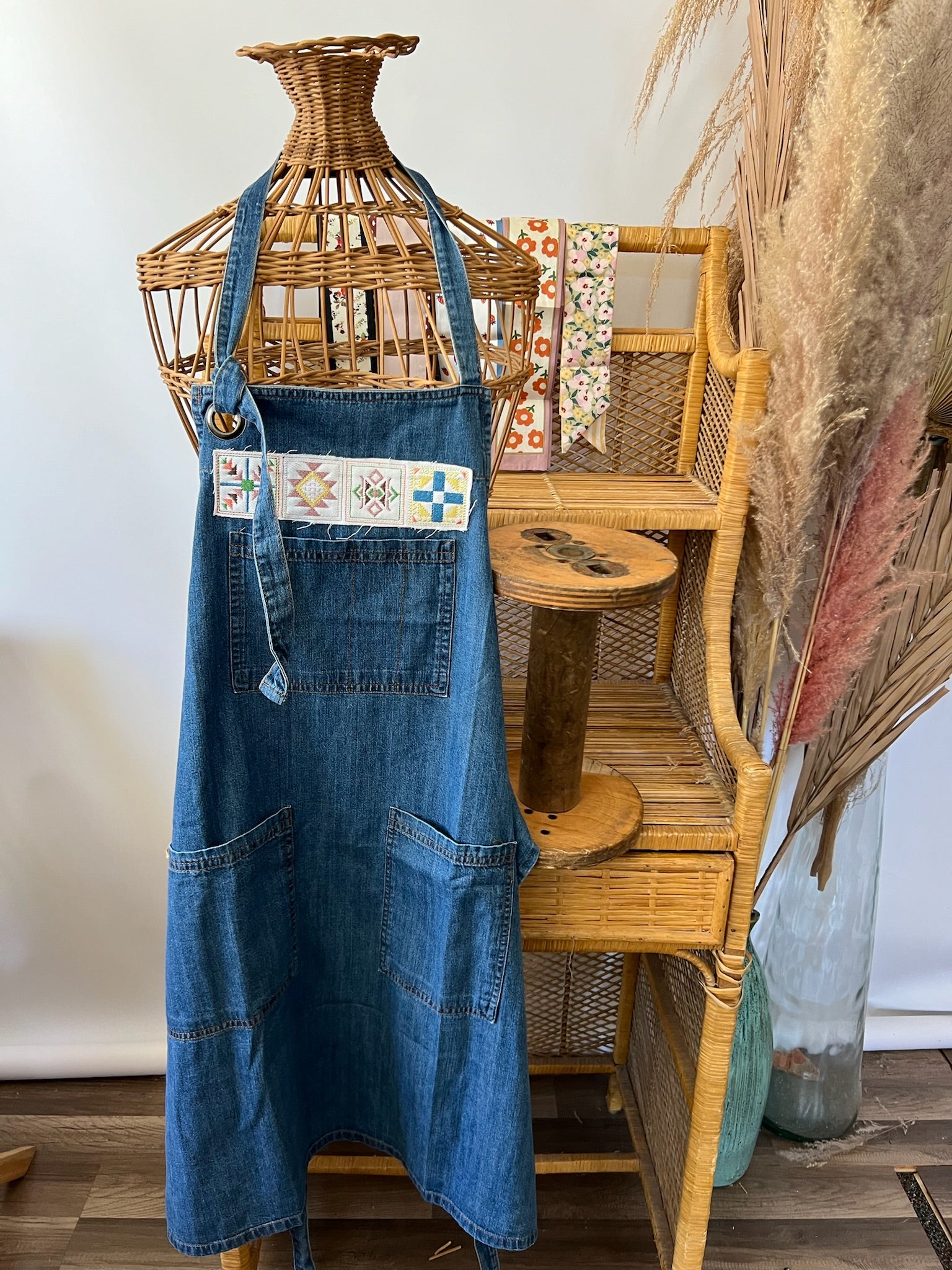 Quilt Block Apron | Dark Denim