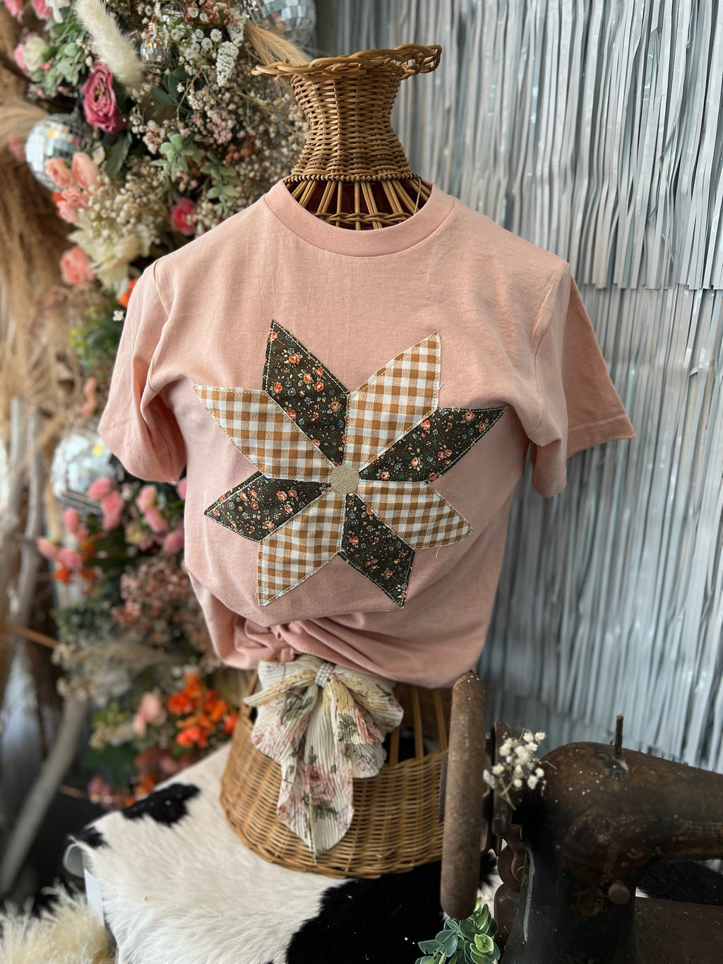 Country Quilt Star Tee | Peach