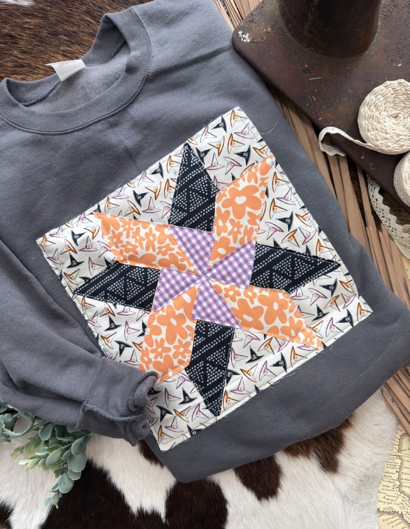 Witch Hat Quilt block Patchwork Shirt