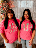 Glitz Stacked Boots Handmade Tee | Pink