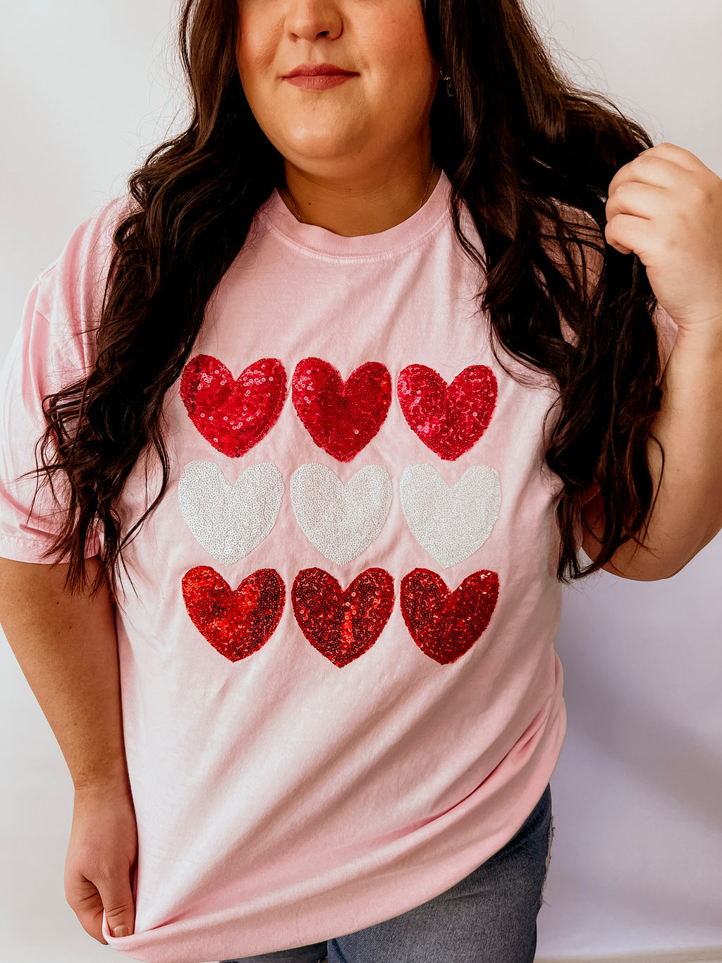 Stacked Sequins Hearts | Handmade