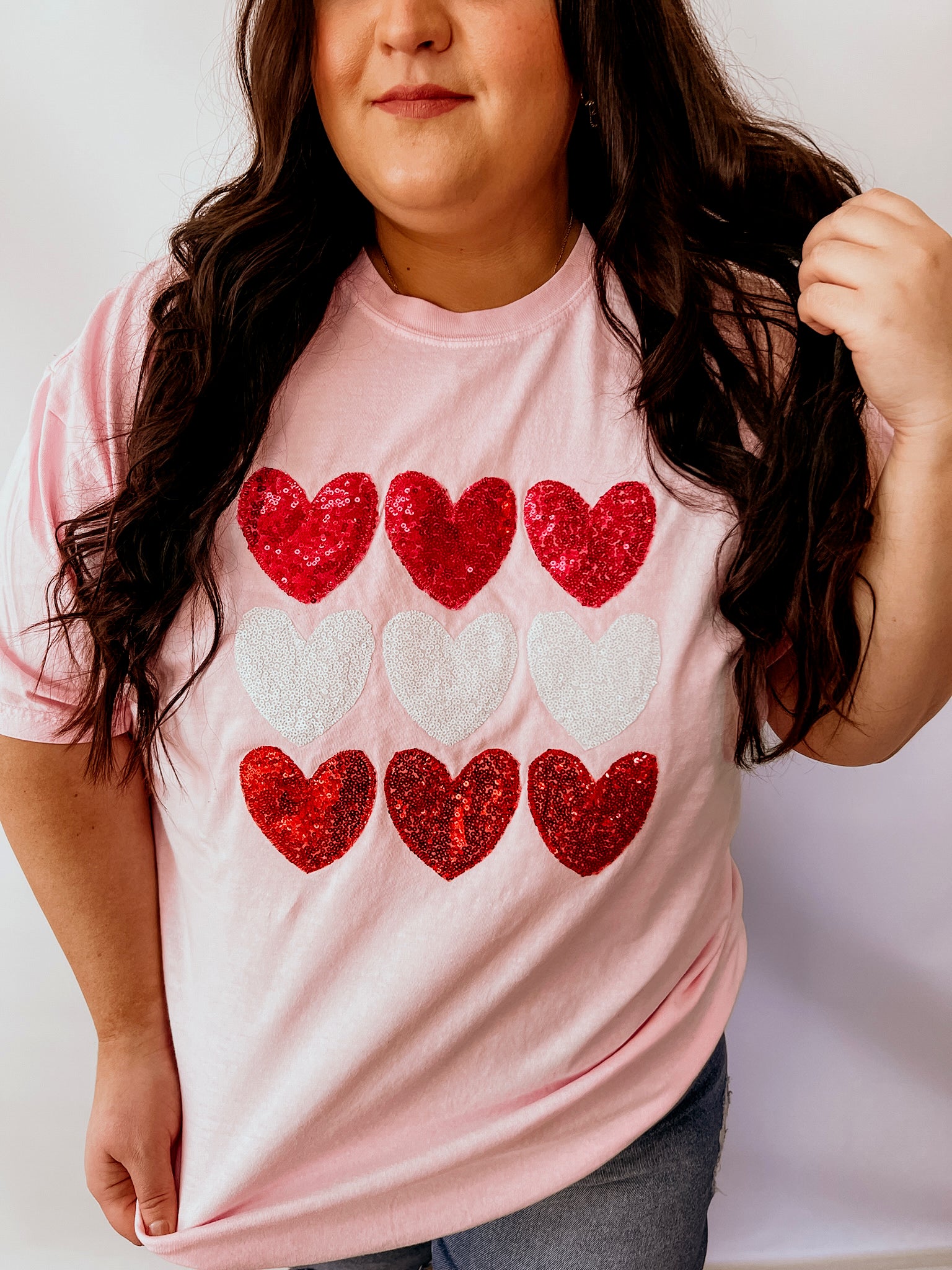 Stacked Sequins Hearts | Handmade
