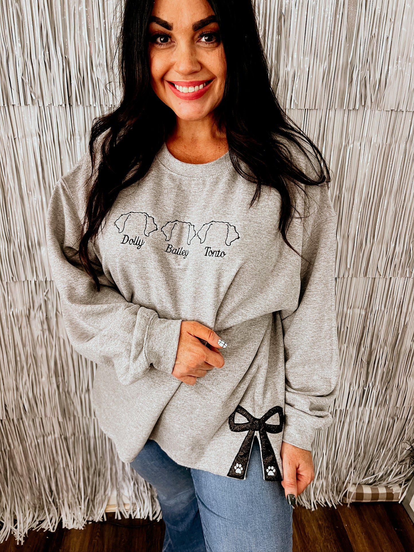 Dog Names Bow Sweatshirt | Customizable