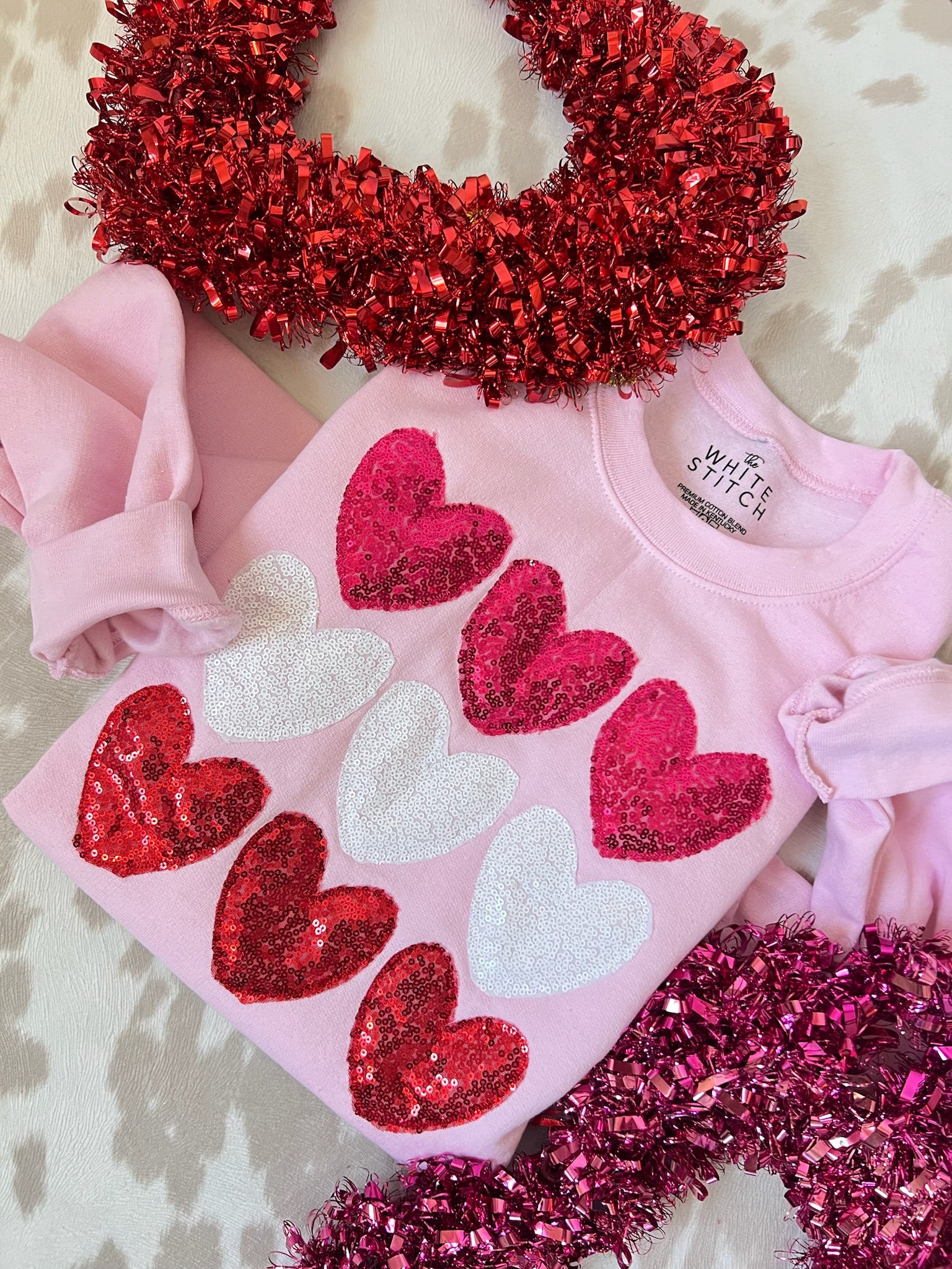Stacked Sequins Hearts | Handmade