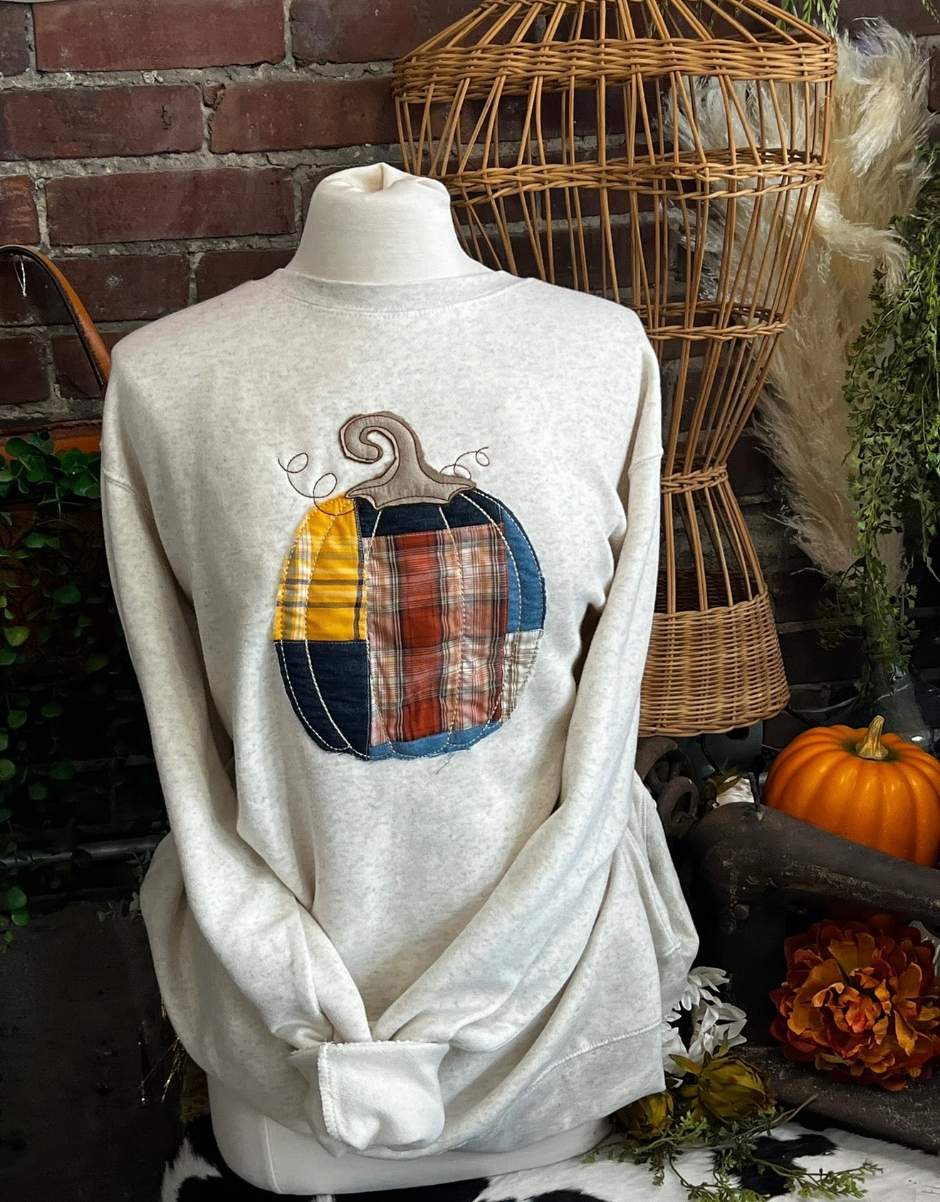 Denim Quilted Pumpkin Patchwork Shirt