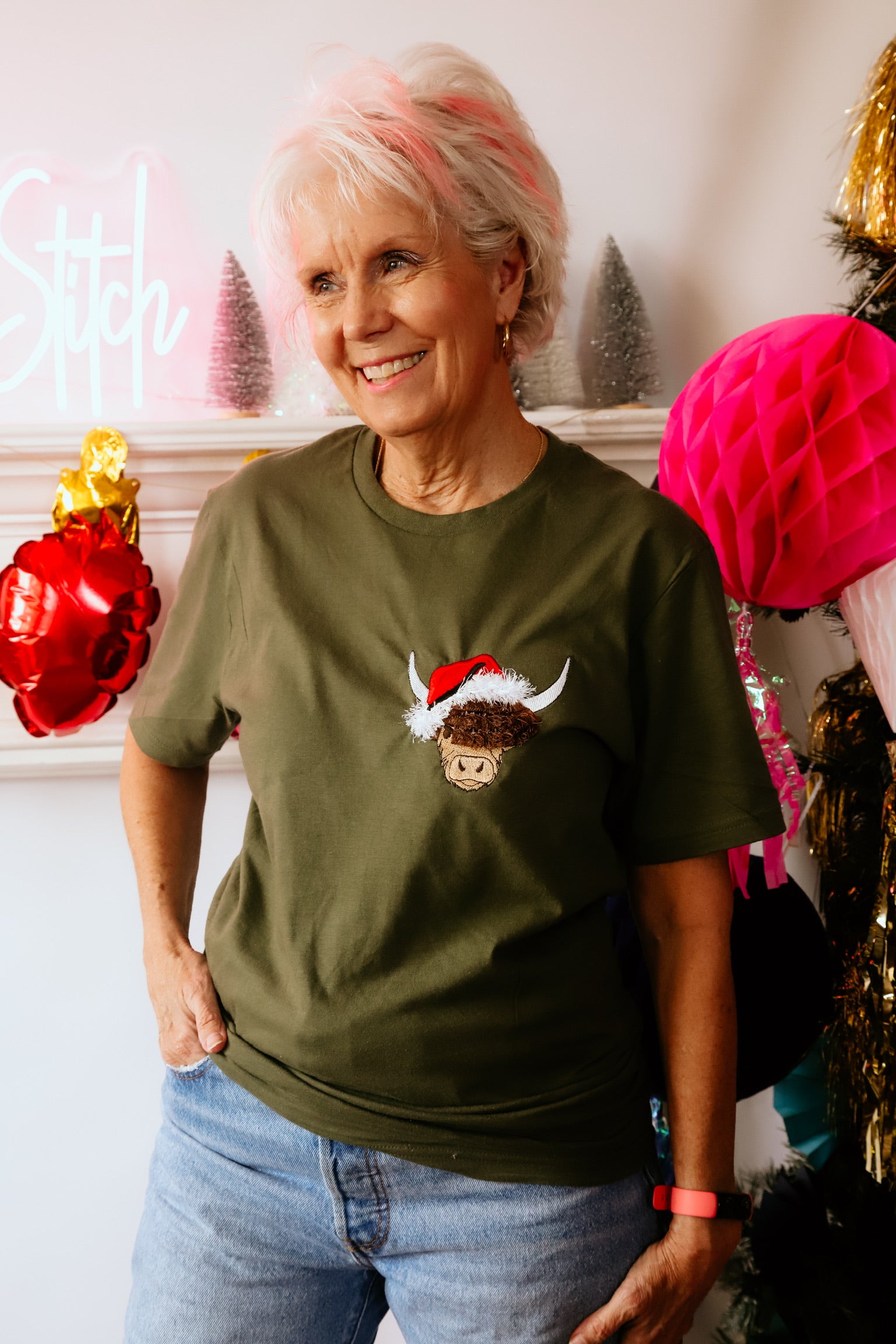 Santa Fringy Highland Cow | Handmade