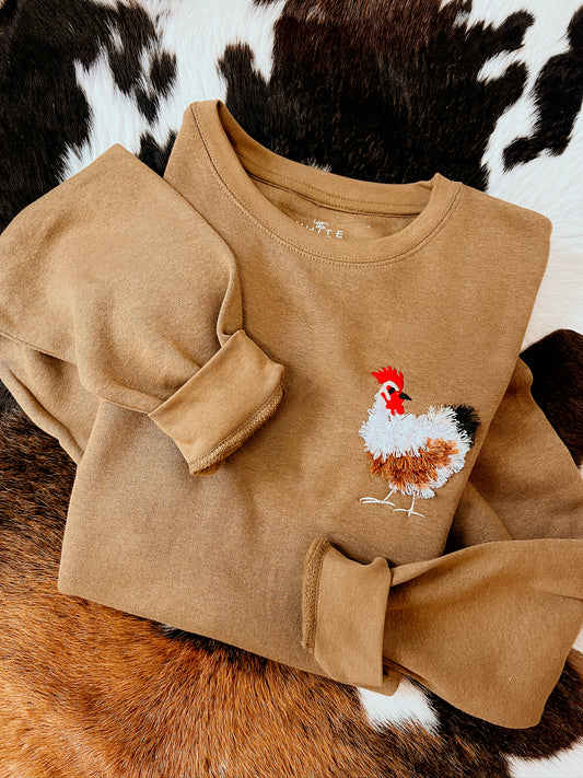 Fringy Chicken| Handmade Sweatshirt