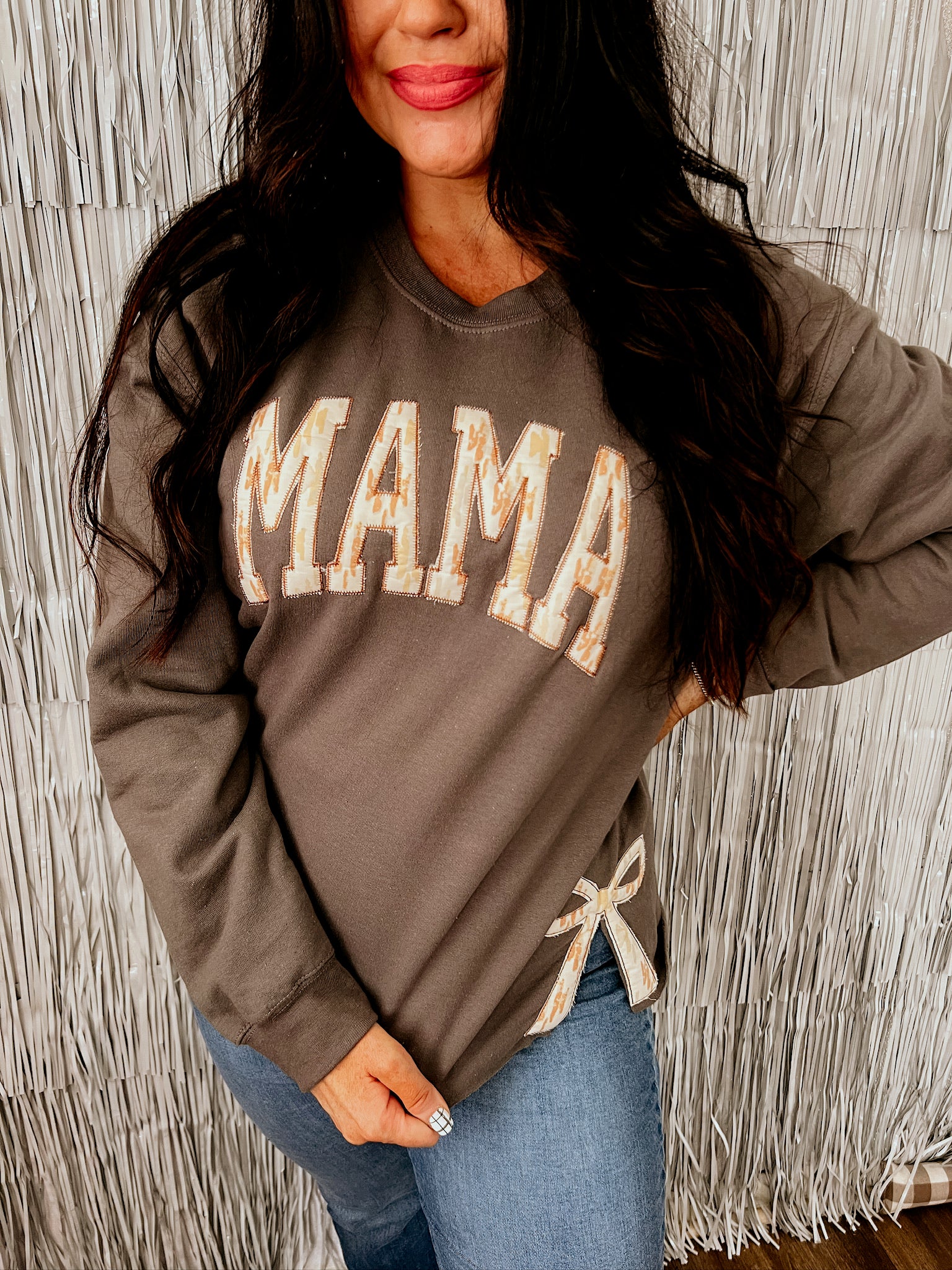 Mama Bow Sweatshirt | Customizable | GRAY