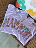 MAMA and MINI Statement Sequin | Handmade Tee | Lilac