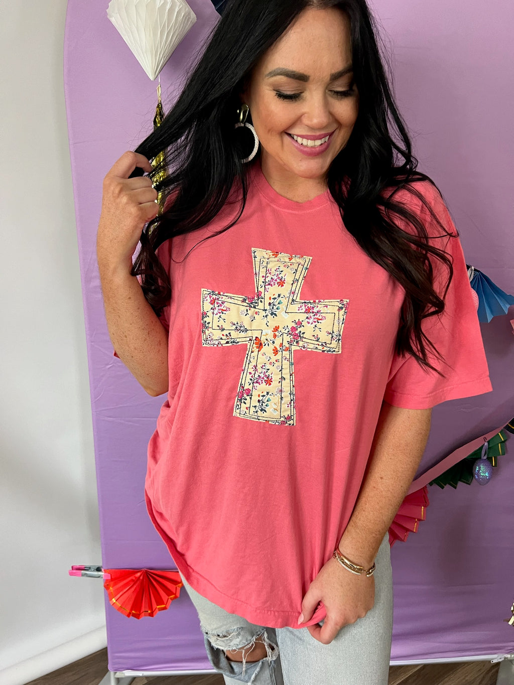 Floral Cross | Handmade | Pink