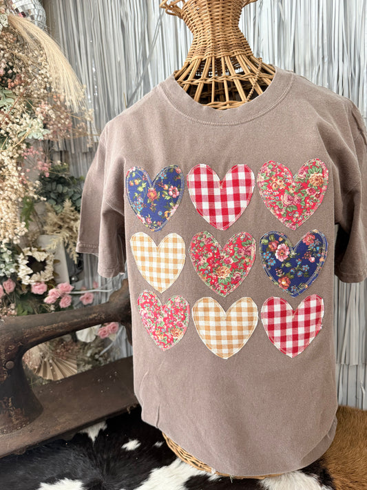 Vintage Stacked Cottage Hearts | Handmade | Mocha