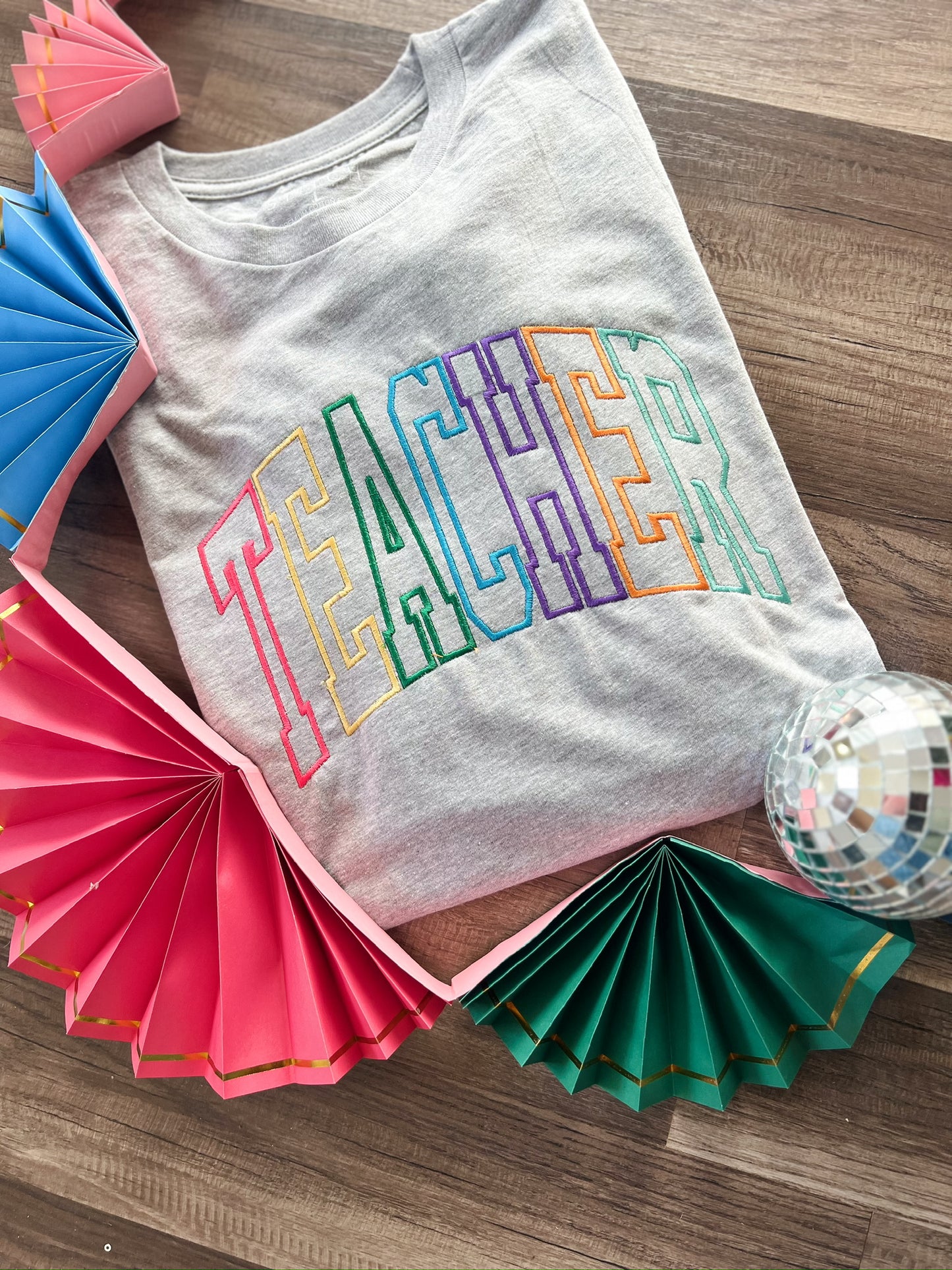 Multicolored Block Word Shirt | Handmade | TEACHER