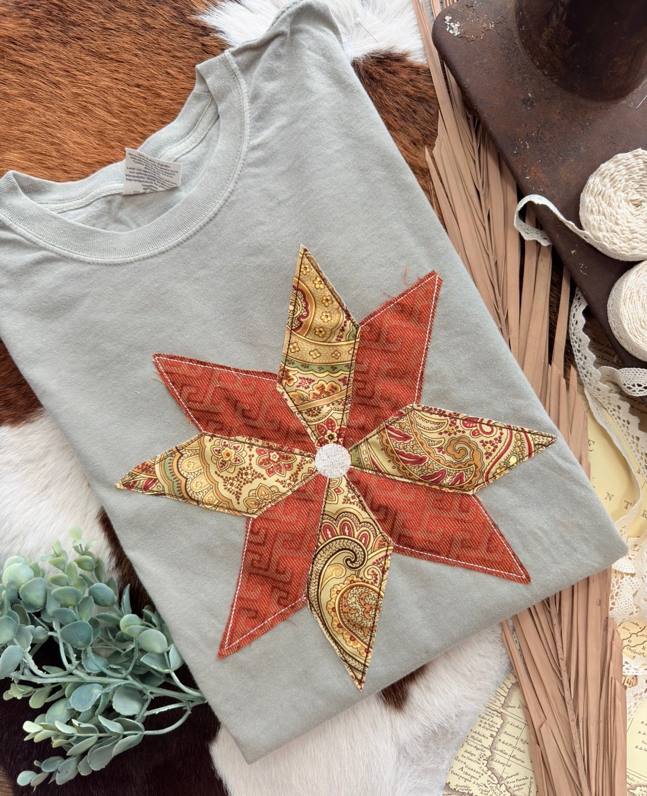 Fall paisley Quilt Block Star Shirt