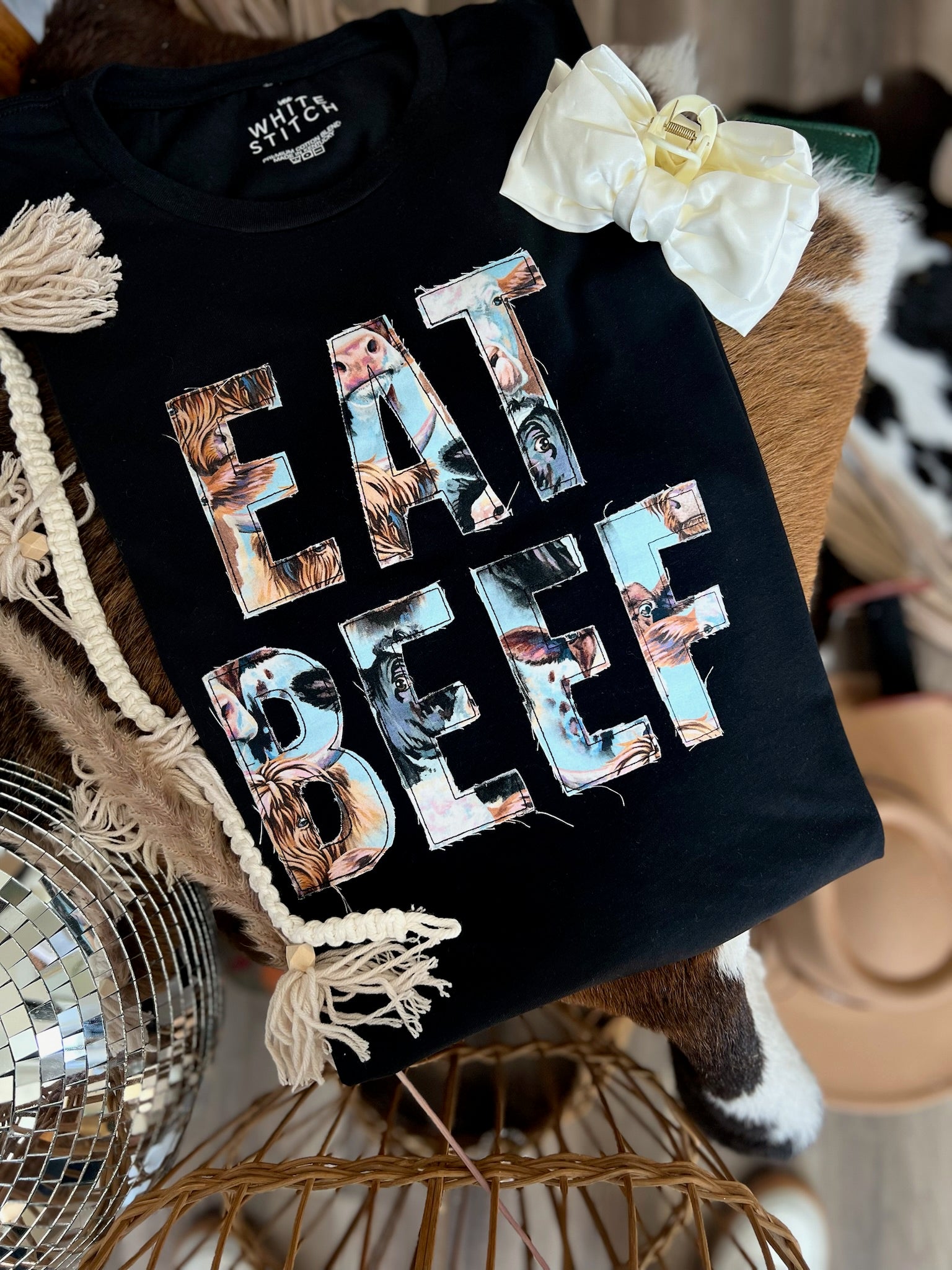 EAT BEEF |  Handmade Tee | BLACK
