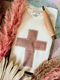 Distressed Cross Handmade Tee | Cream
