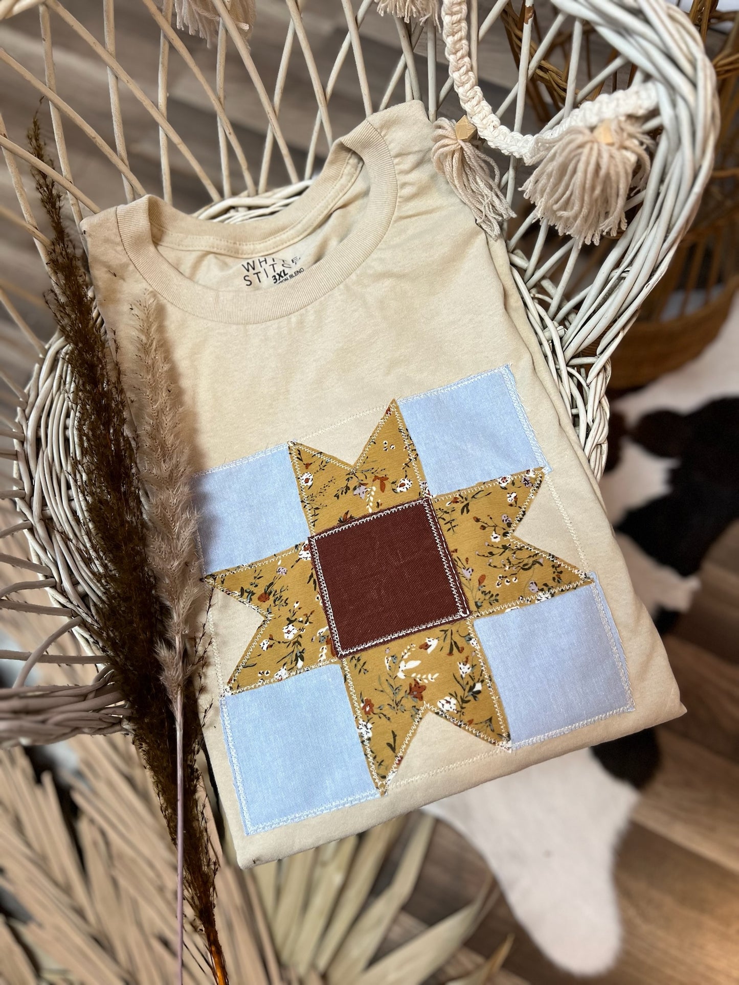 Quilt Pattern Handmade Tee | Cottage Yellow