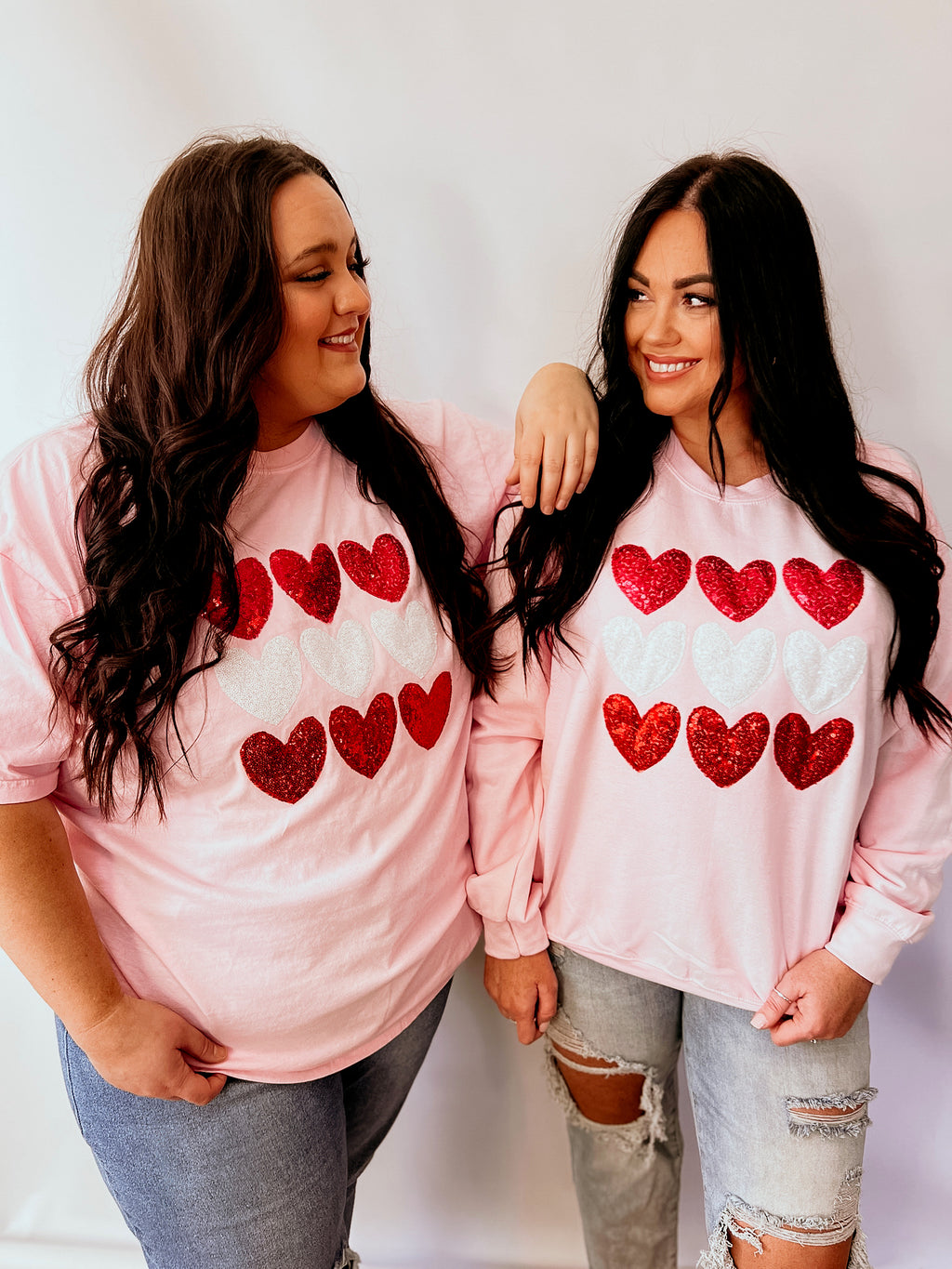 Stacked Sequins Hearts | Handmade