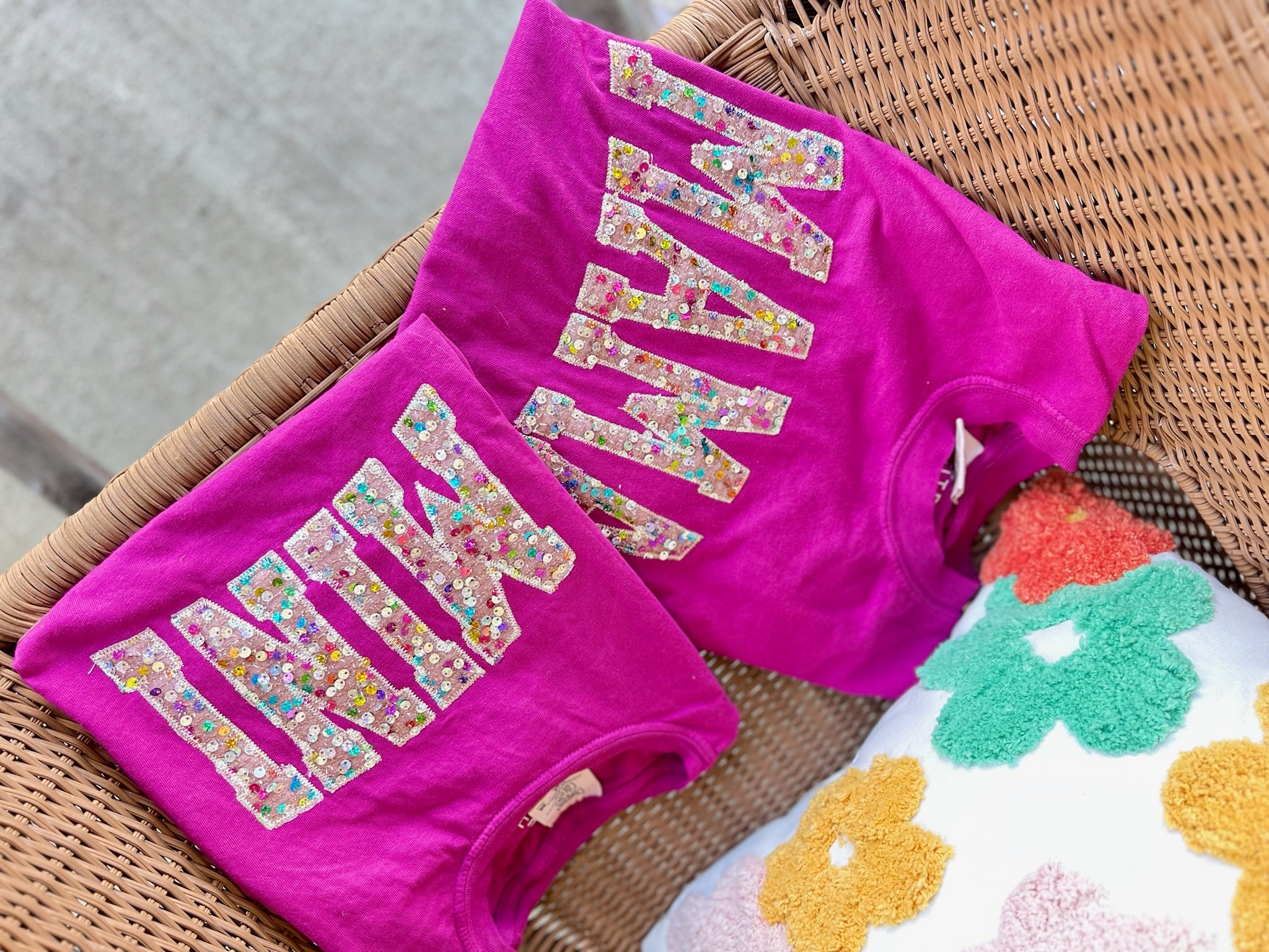MAMA and MINI Statement Sequin | Handmade Tee | Berry