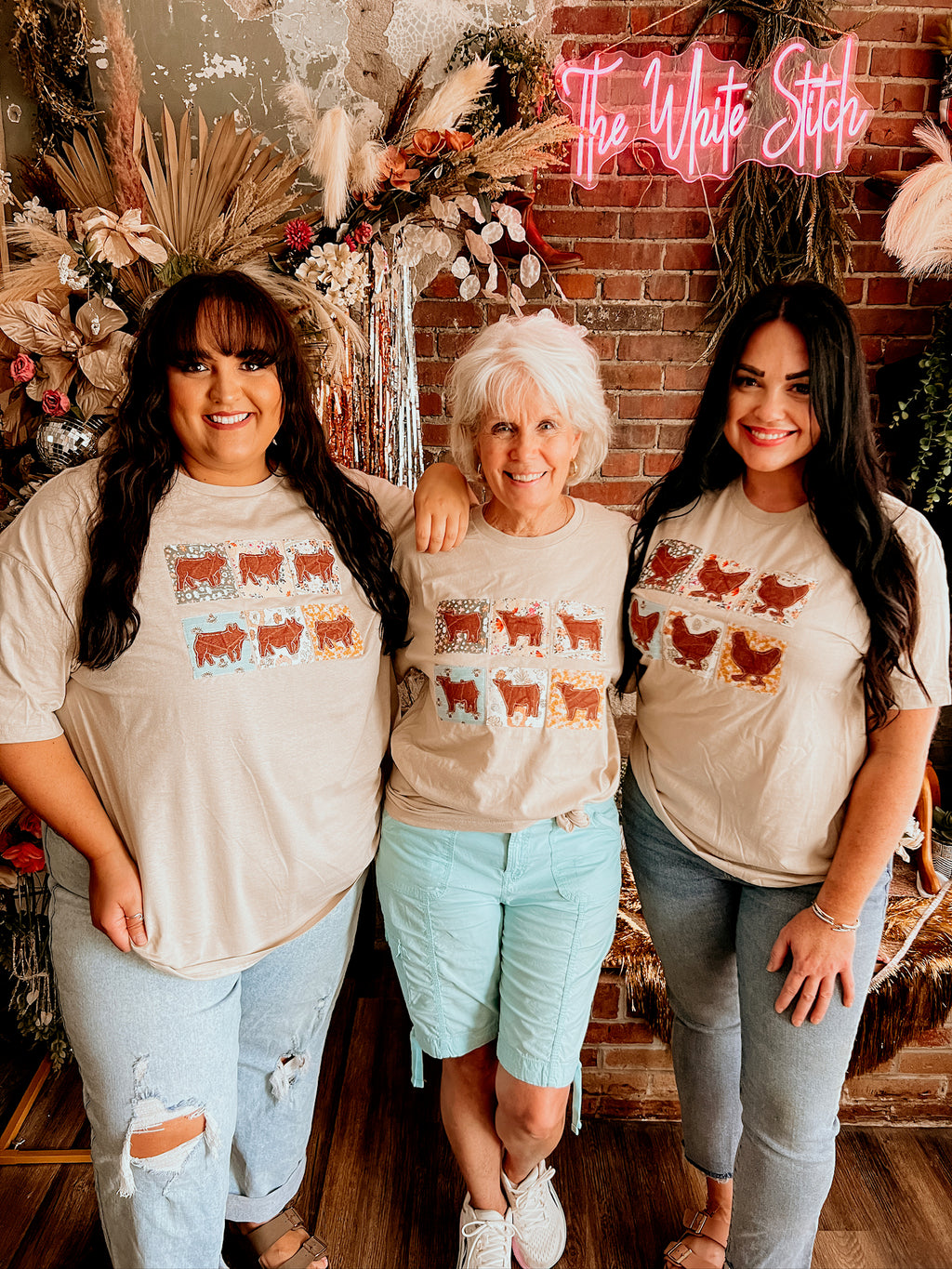 Floral Block Tee  | Chickens