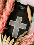 Distressed Cross Handmade Tee | Black