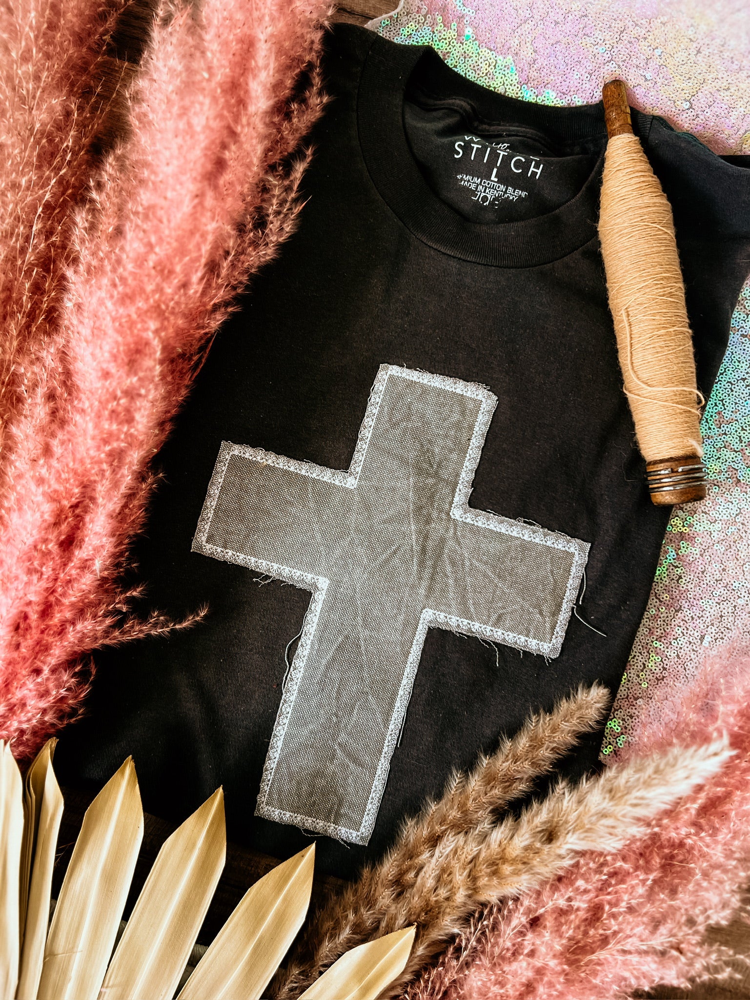 Distressed Cross Handmade Tee | Black