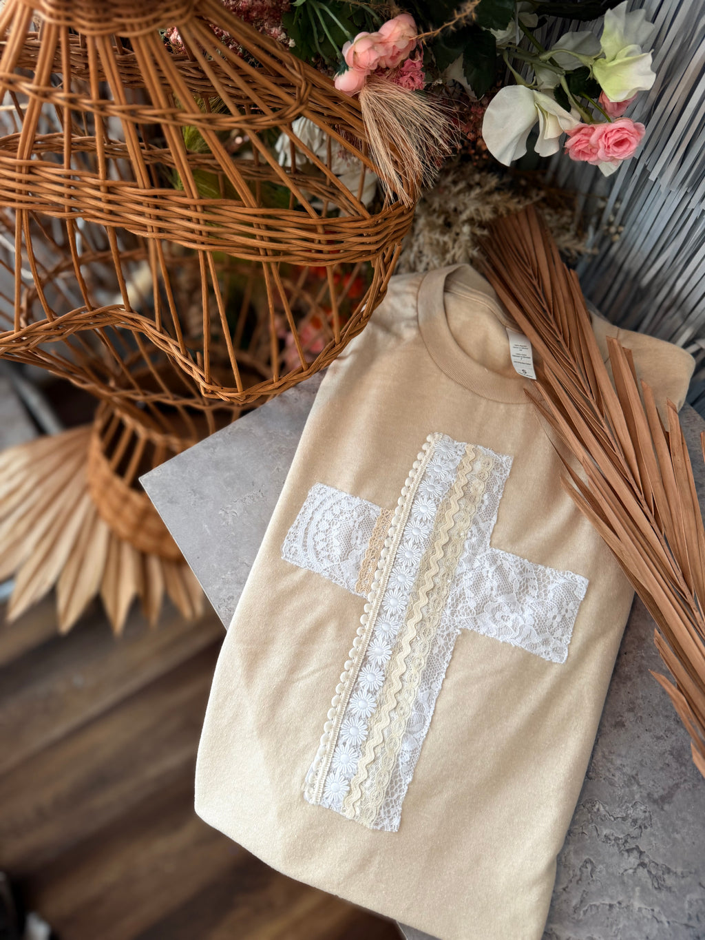Lace Crochet Cross Shirt