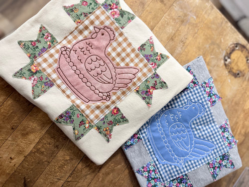 Bluebell Heirloom Hen & Nest Quilted