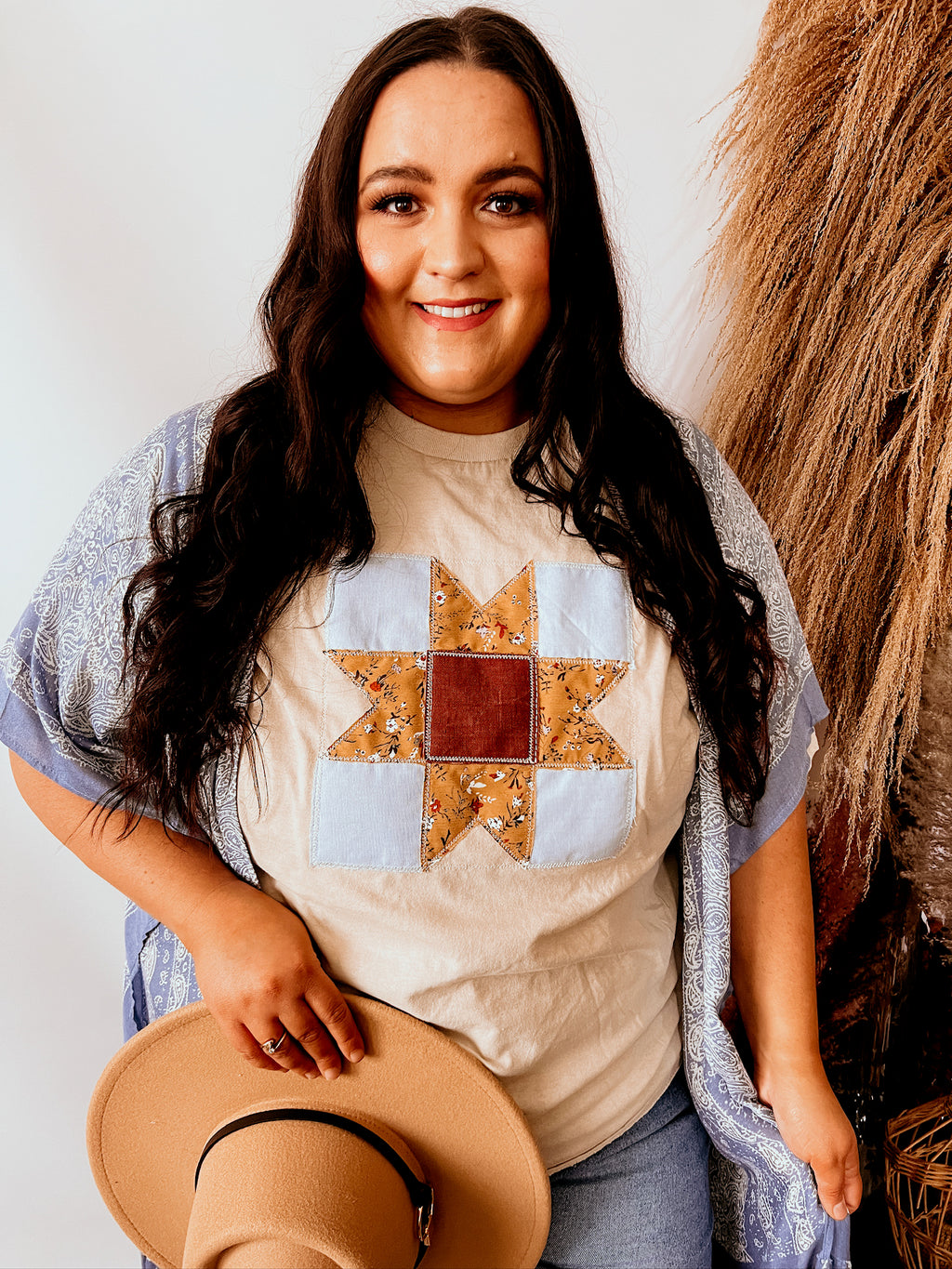 Quilt Pattern Handmade Tee | Cottage Yellow