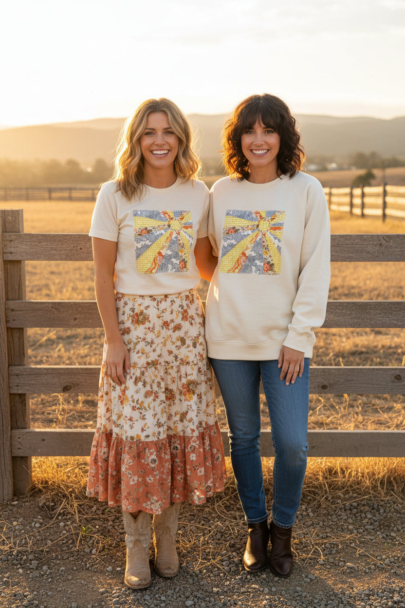 Sunshine Quilted Appliqué Tee|Sweatshirt